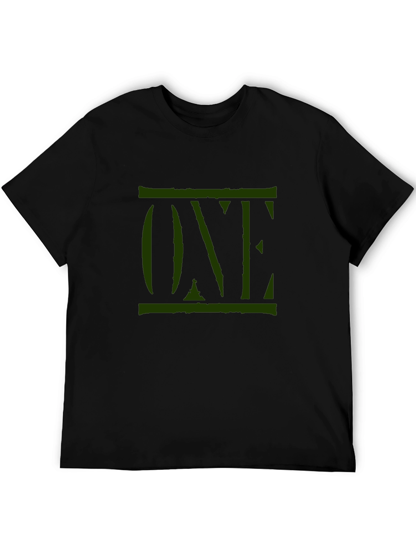 Mens Black T-Shirt with Green ONE Graphic