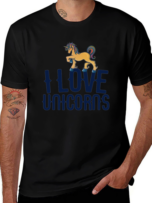 I Love Unicorns Graphic T-Shirt - Black