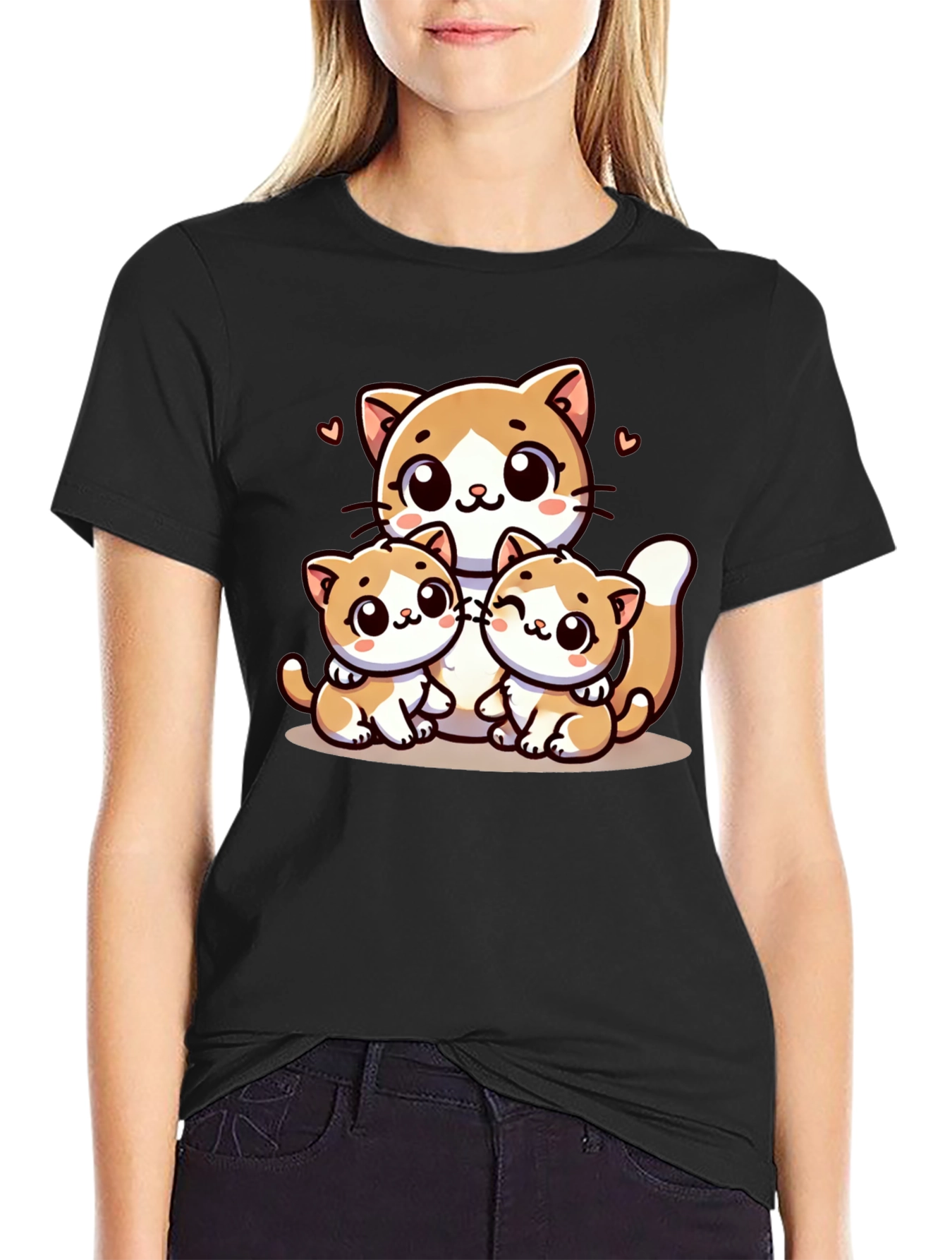Cute Cat Family Graphic T-Shirt