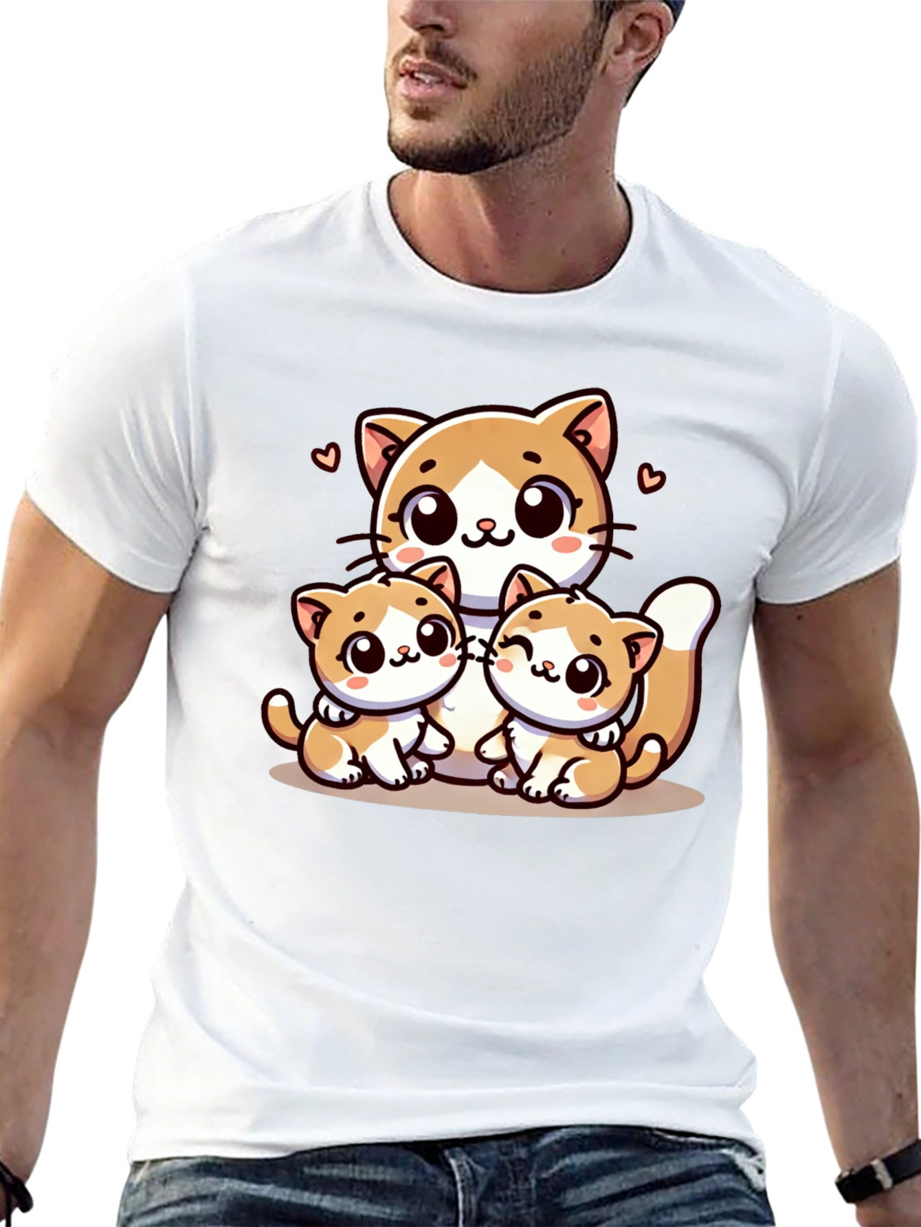 Cute Cat Family Graphic T-Shirt