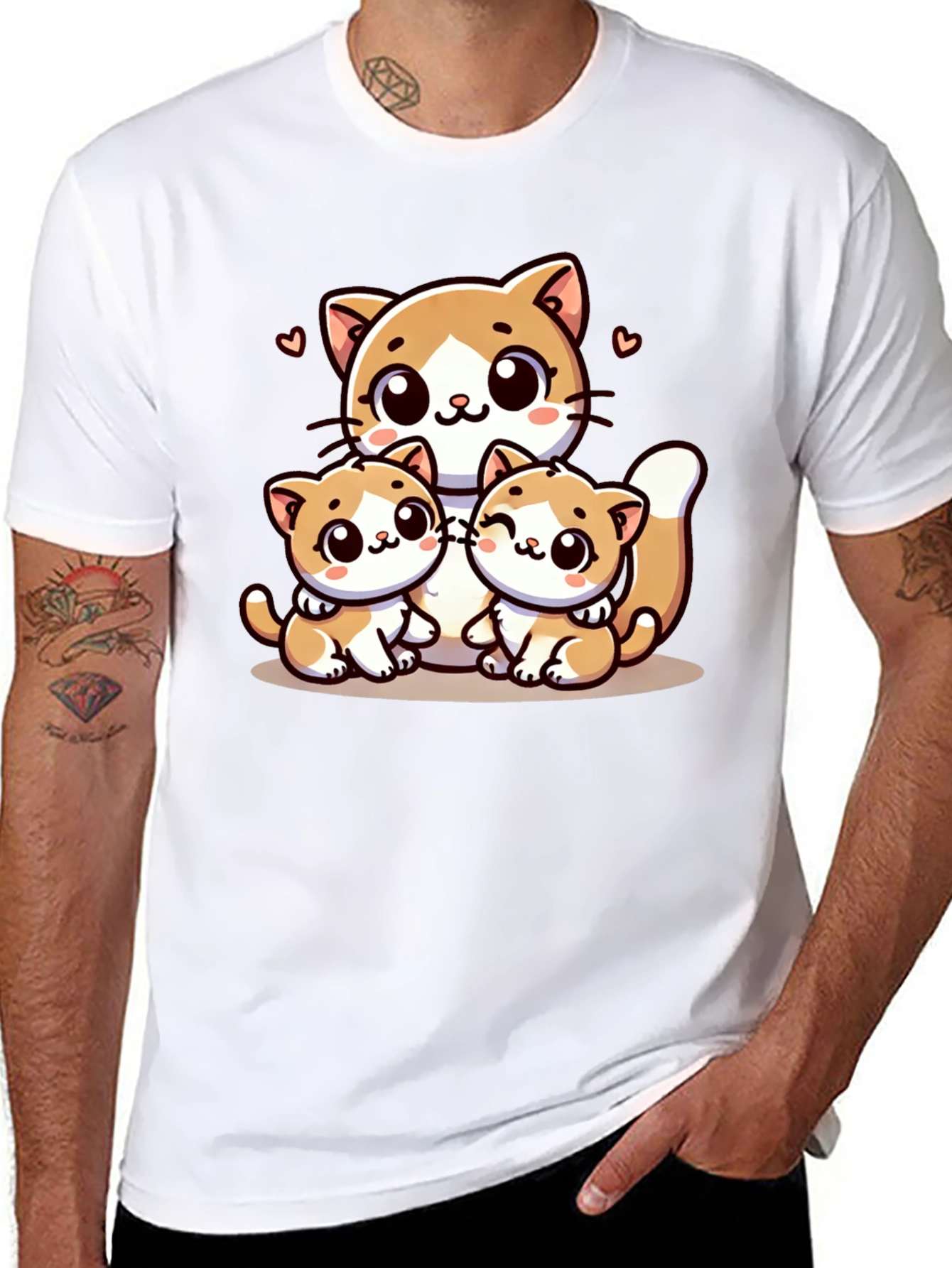 Cute Cat Family Graphic T-Shirt