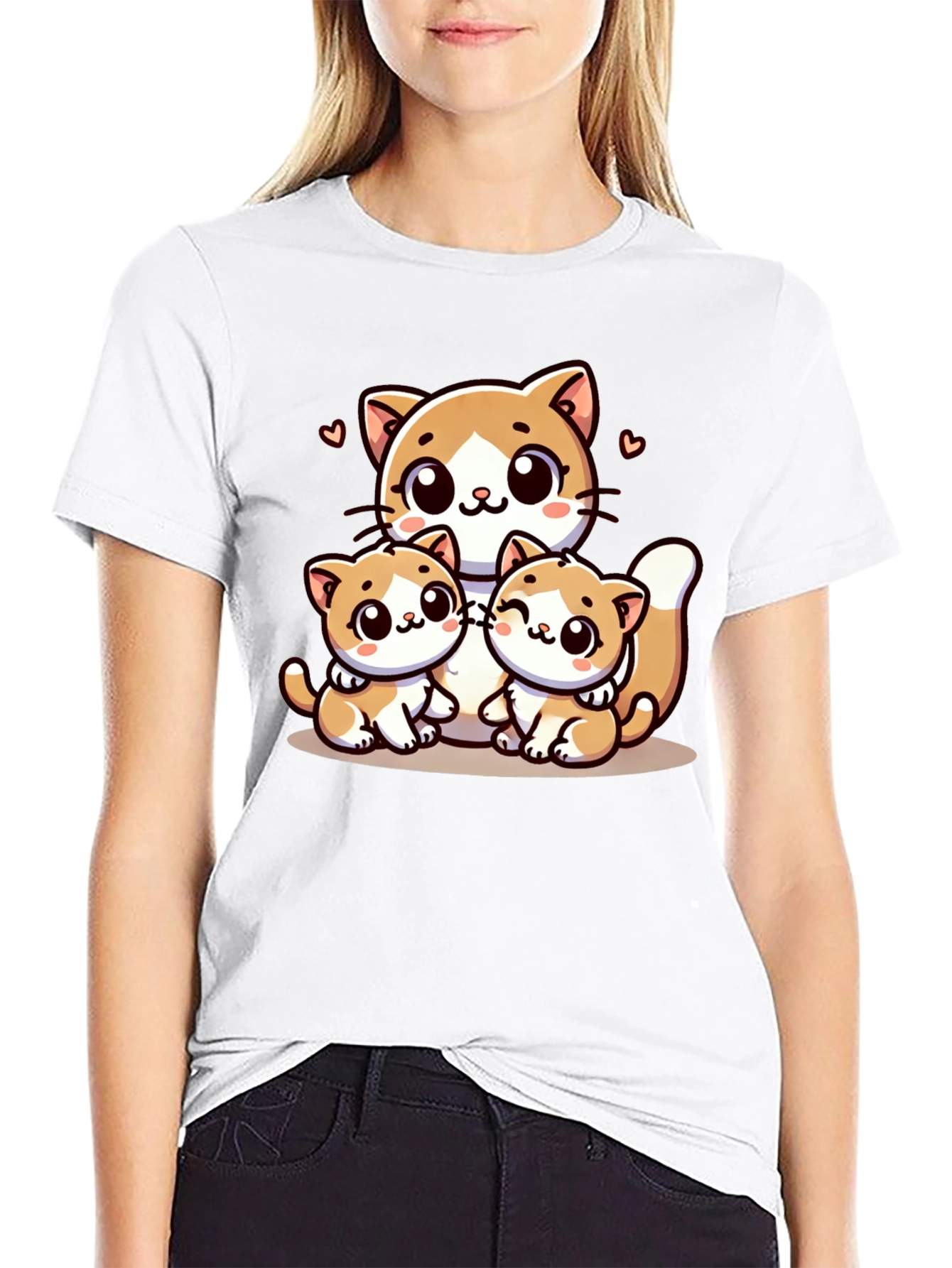 Cute Cat Family Graphic T-Shirt