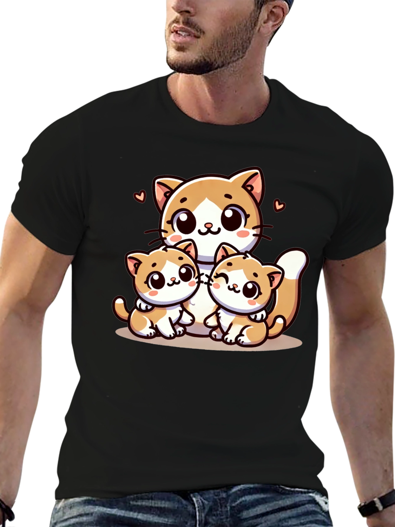 Cute Cat Family Graphic T-Shirt
