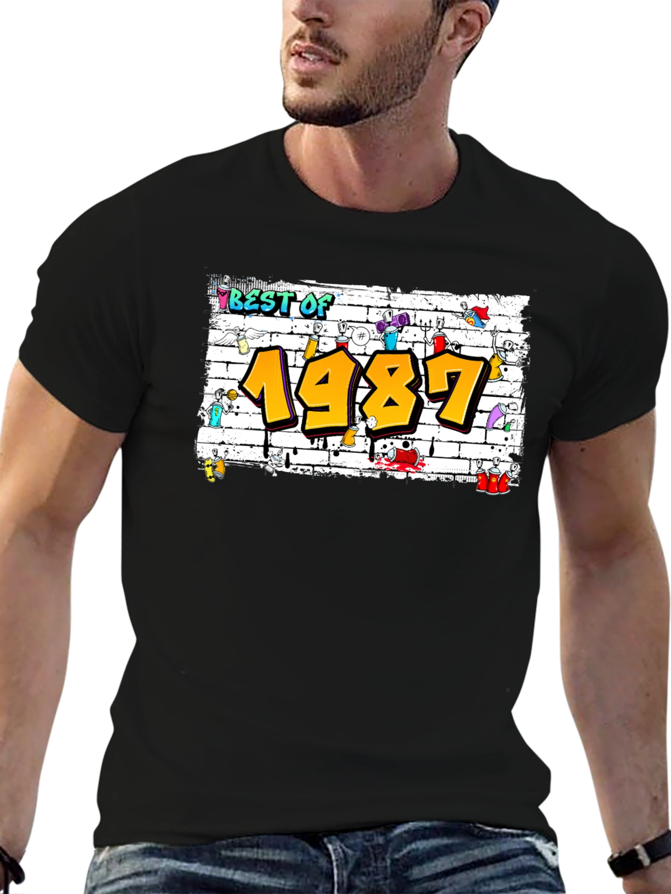 Best Of 1987 Graffiti Style Black T-Shirt