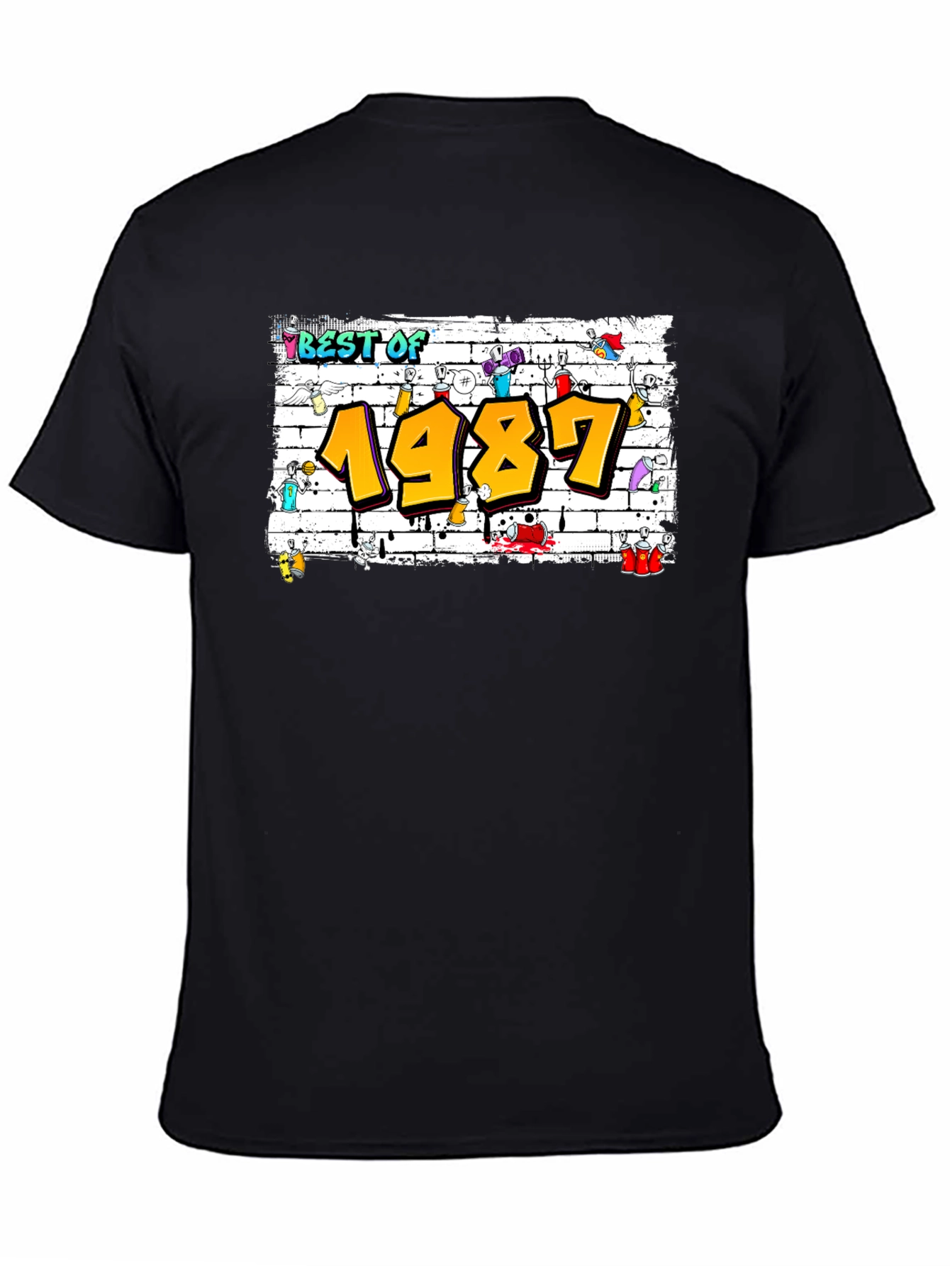 Best Of 1987 Graffiti Style Black T-Shirt