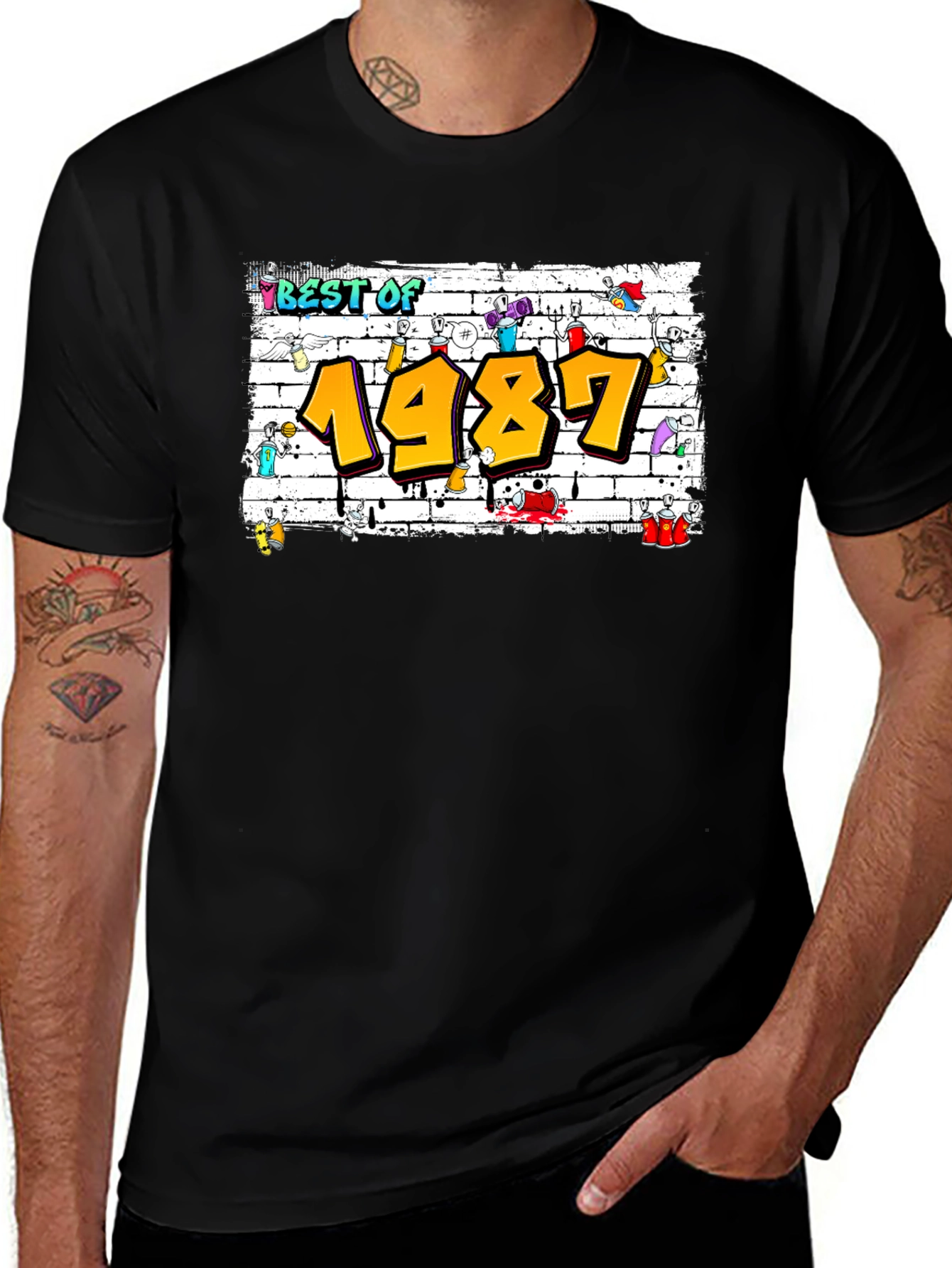 Best Of 1987 Graffiti Style Black T-Shirt