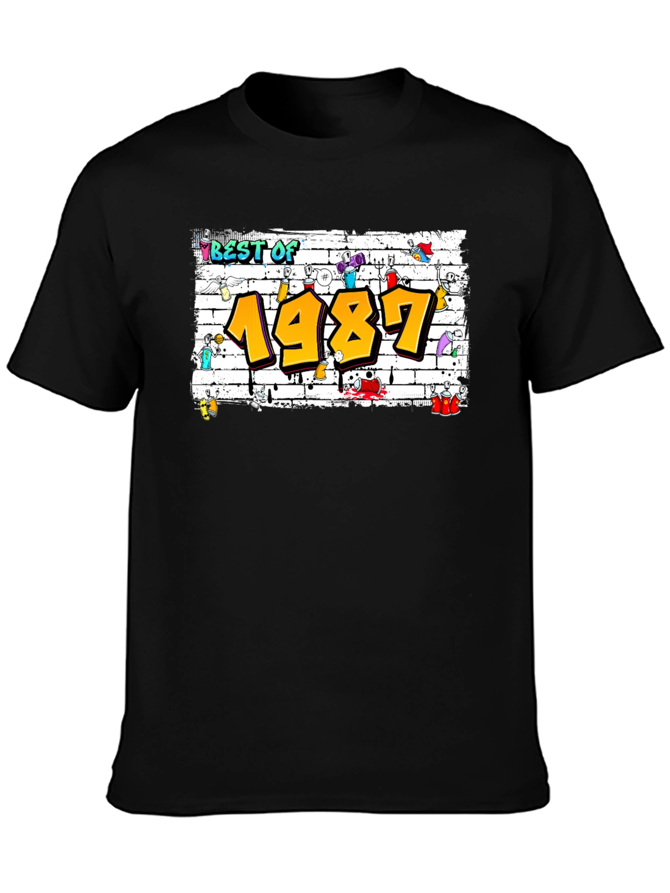 Best Of 1987 Graffiti Style Black T-Shirt