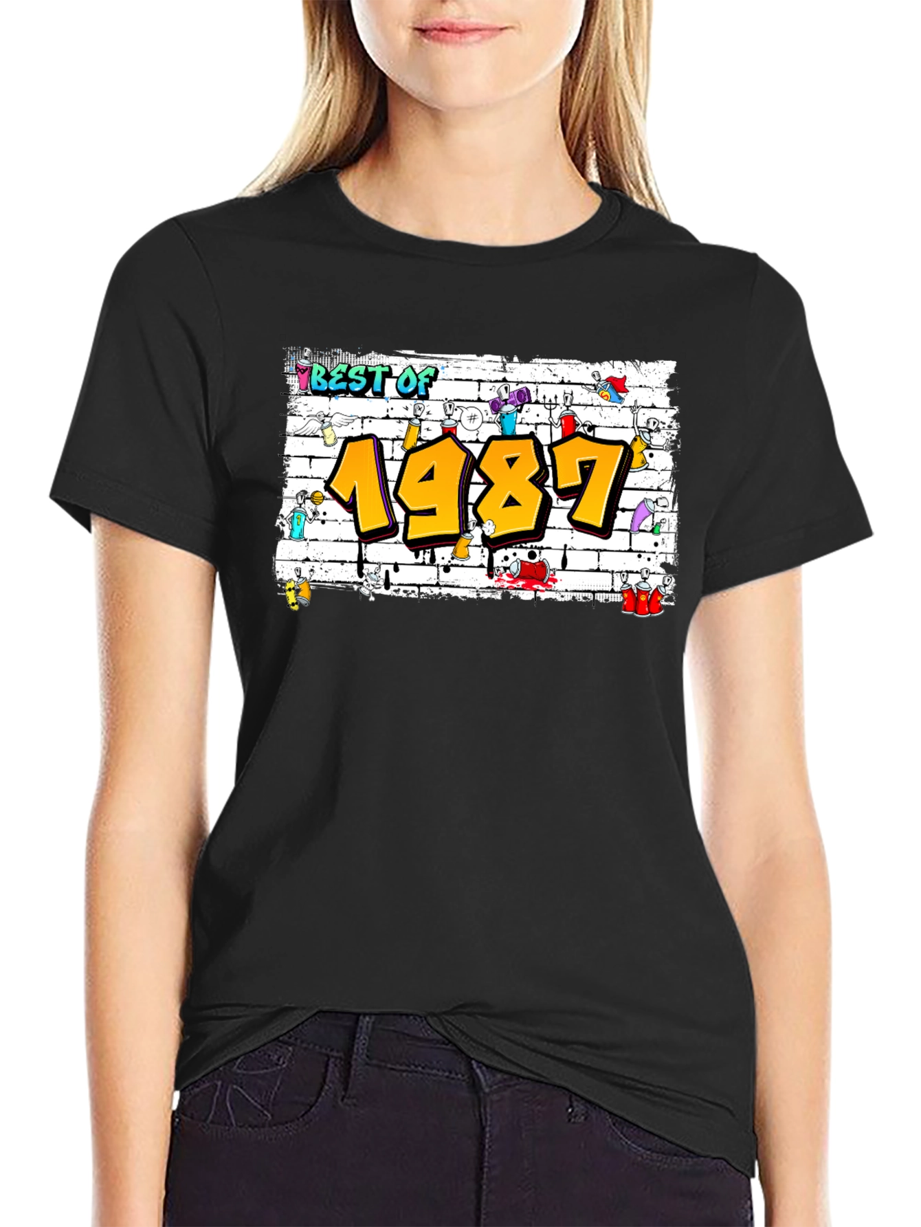 Best Of 1987 Graffiti Style Black T-Shirt