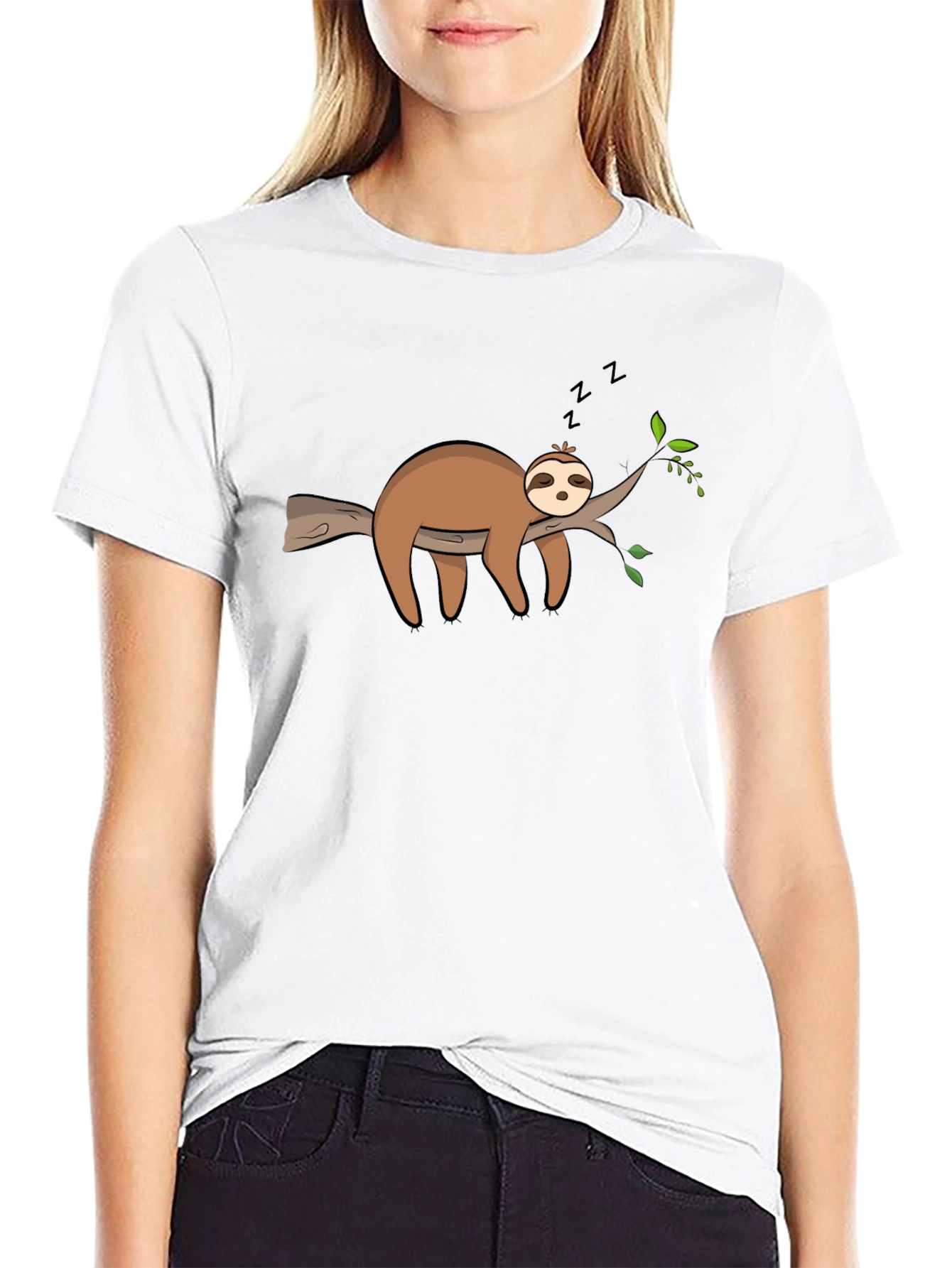 Cute Sleeping Sloth On Branch Graphic T-Shirt