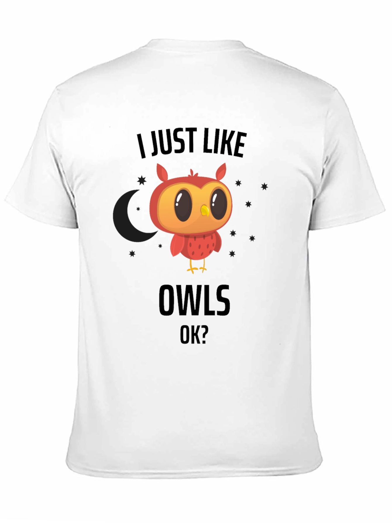 Cute Owl Graphic Black T-Shirt