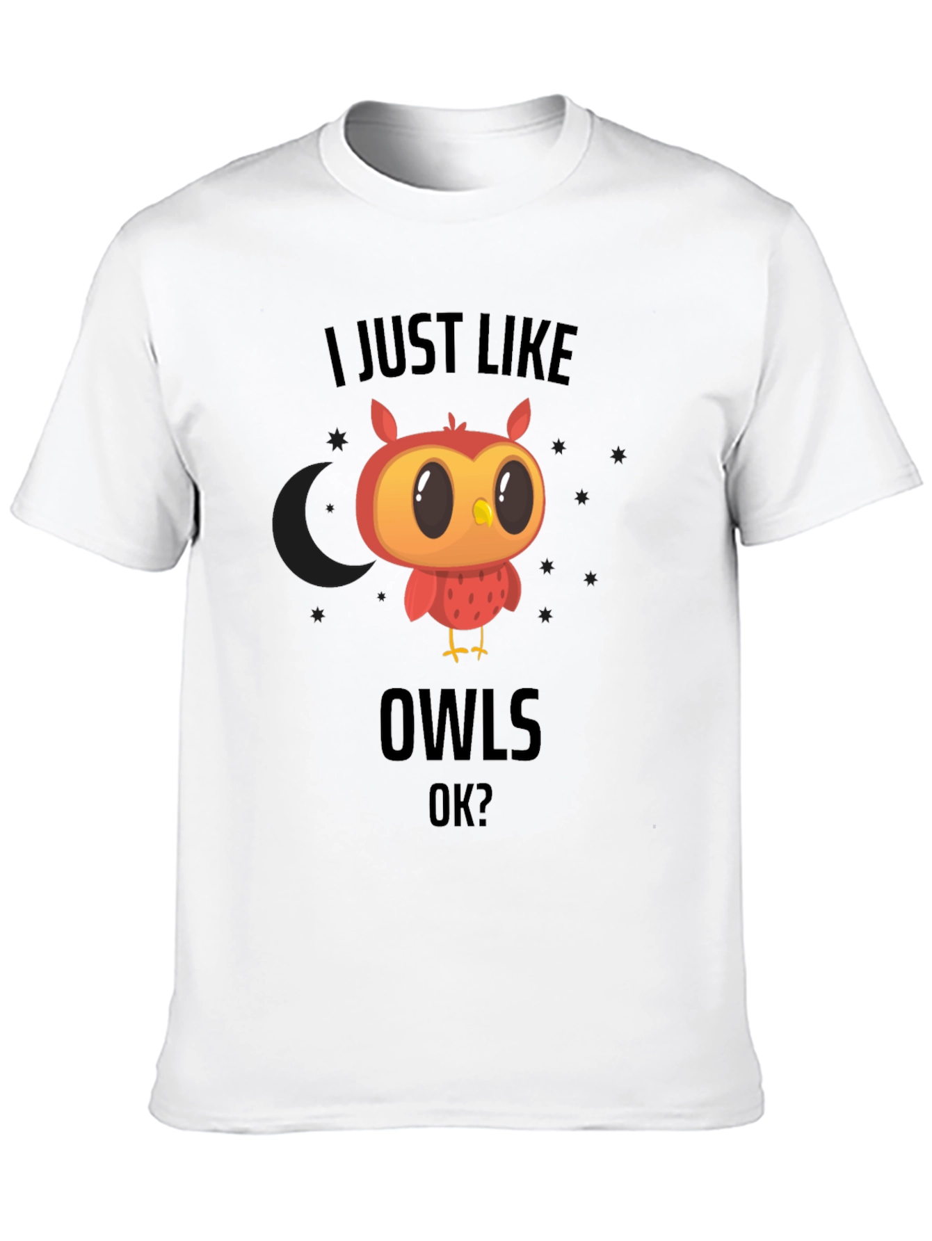 Cute Owl Graphic Black T-Shirt