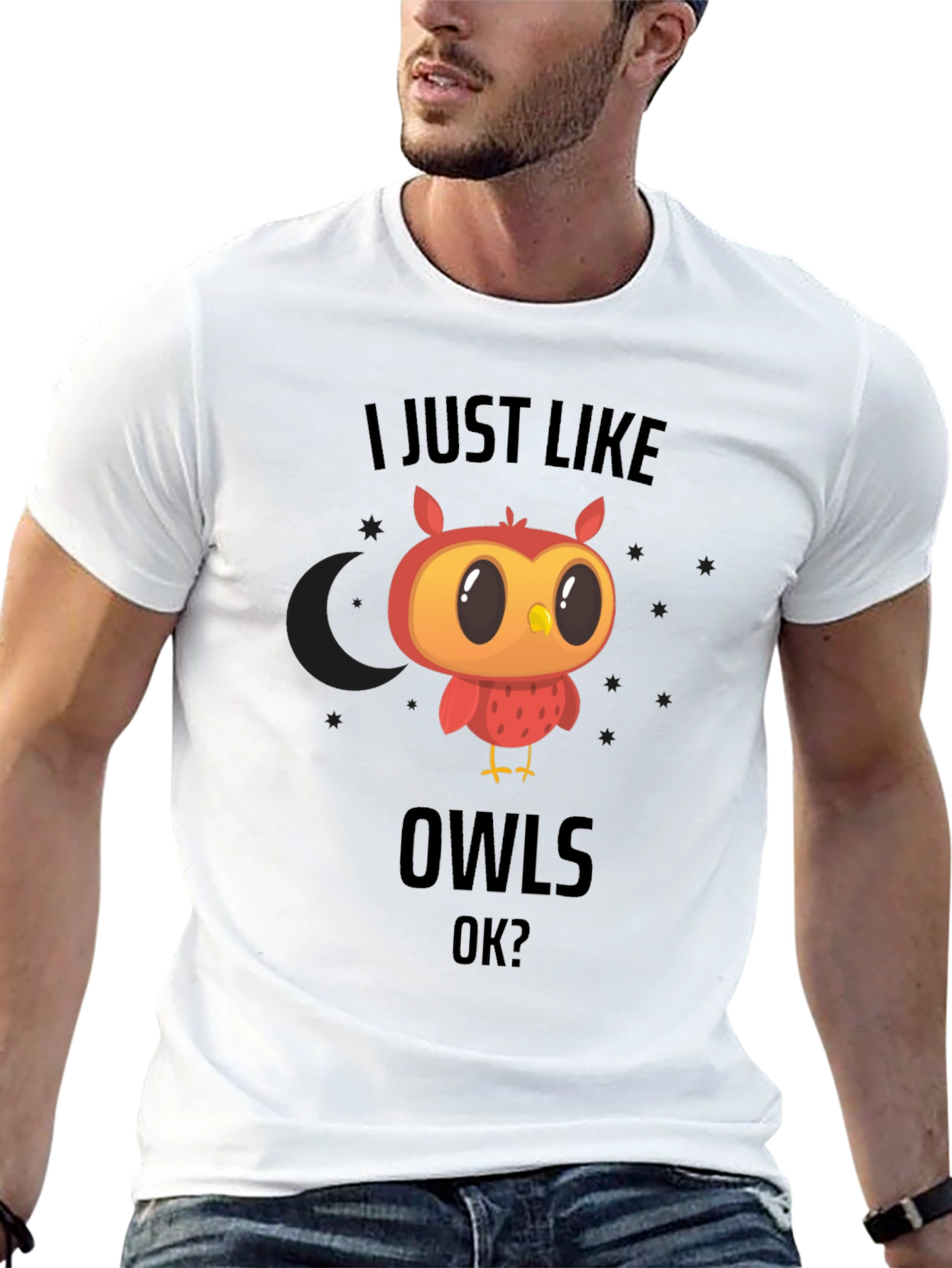 Cute Owl Graphic Black T-Shirt