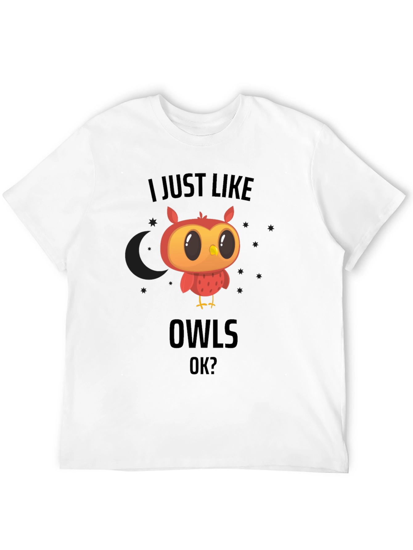 Cute Owl Graphic Black T-Shirt