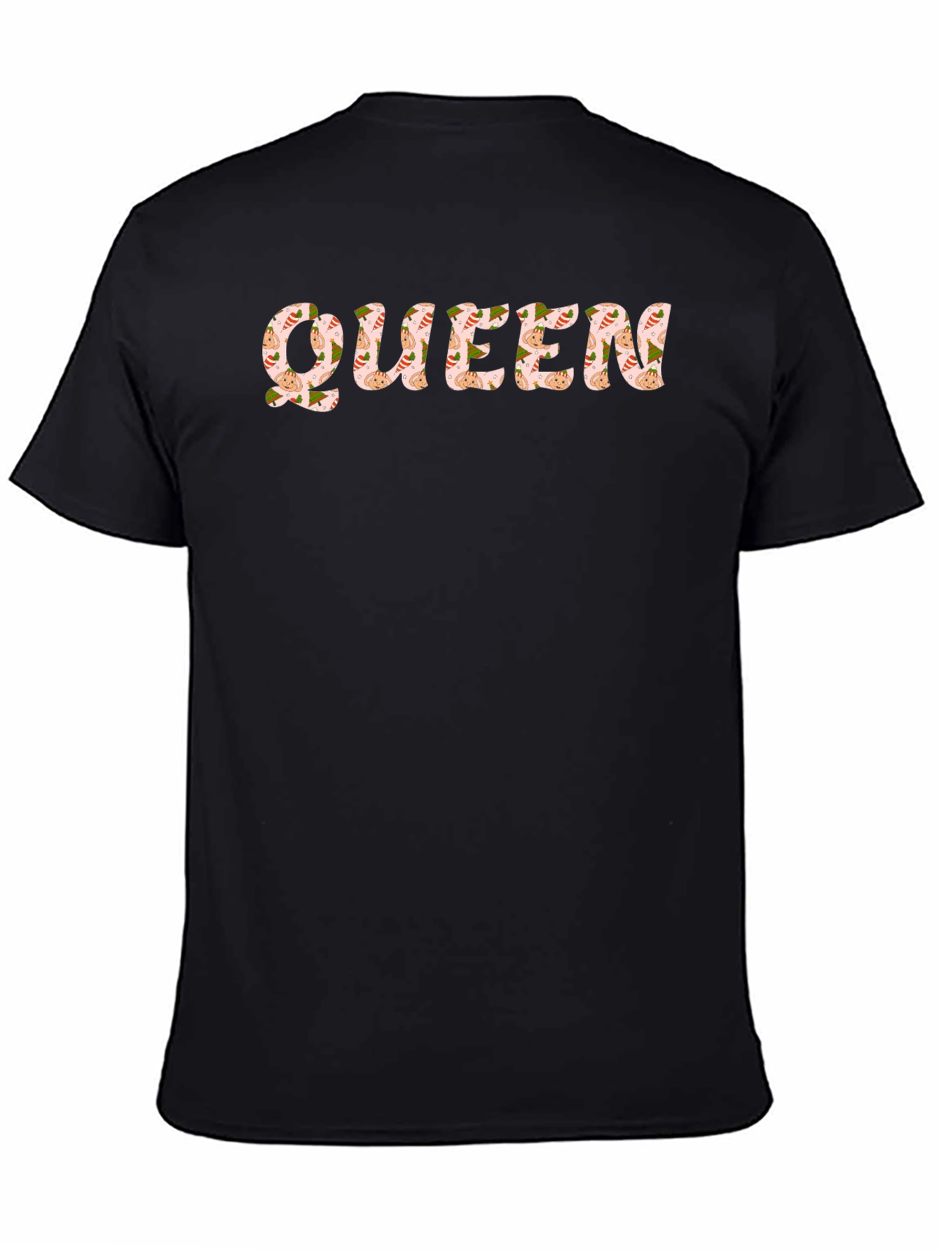 Queen Patterned T-Shirt - Black Crew Neck Tee