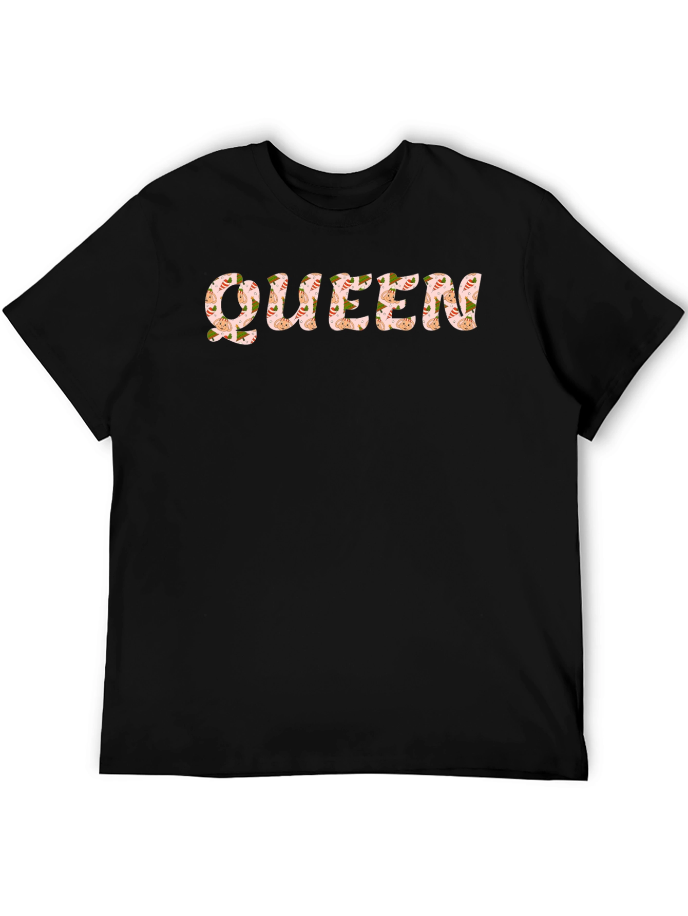 Queen Patterned T-Shirt - Black Crew Neck Tee