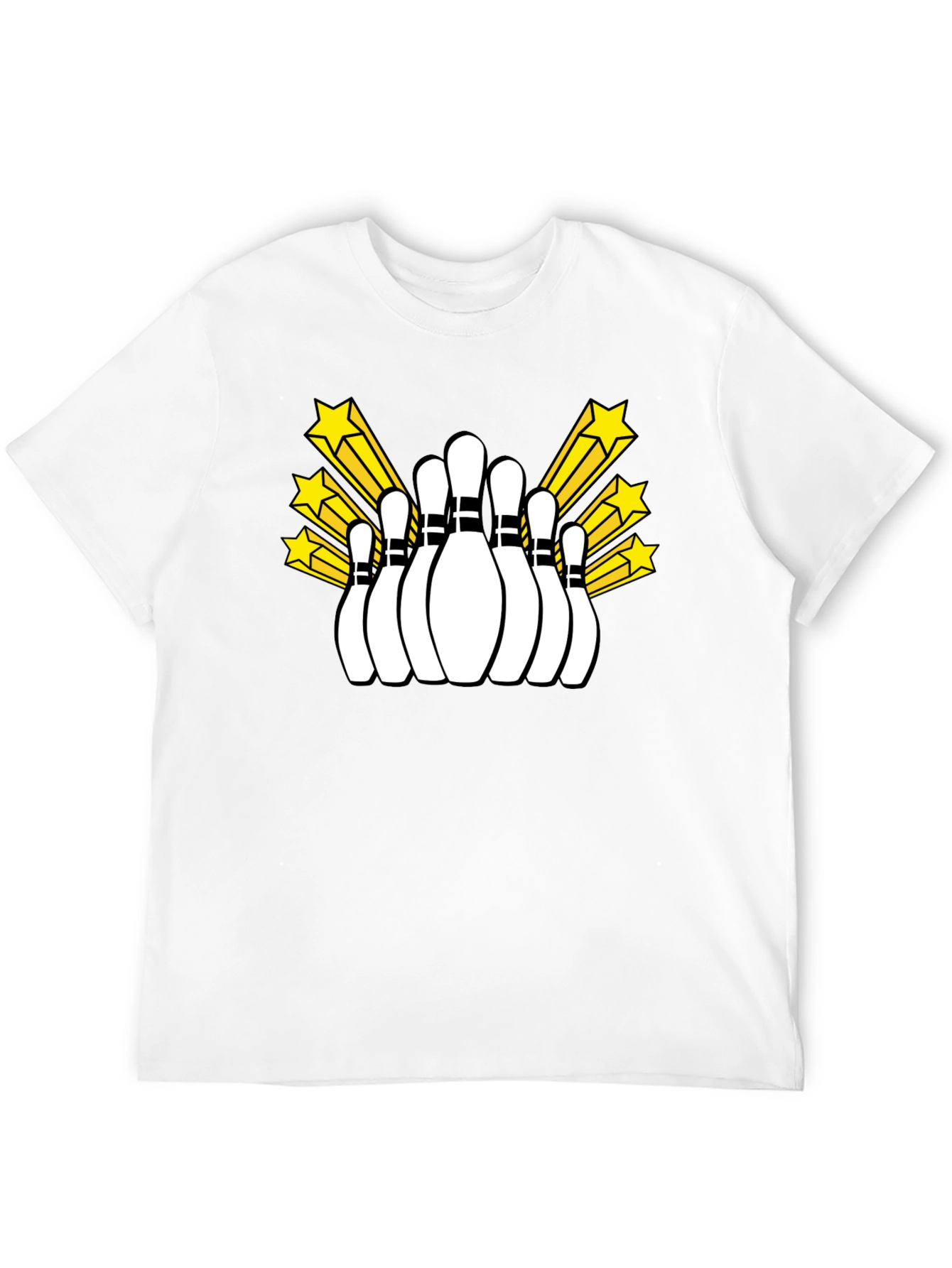 Bowling Pins and Stars Graphic Tee - Black T-Shirt