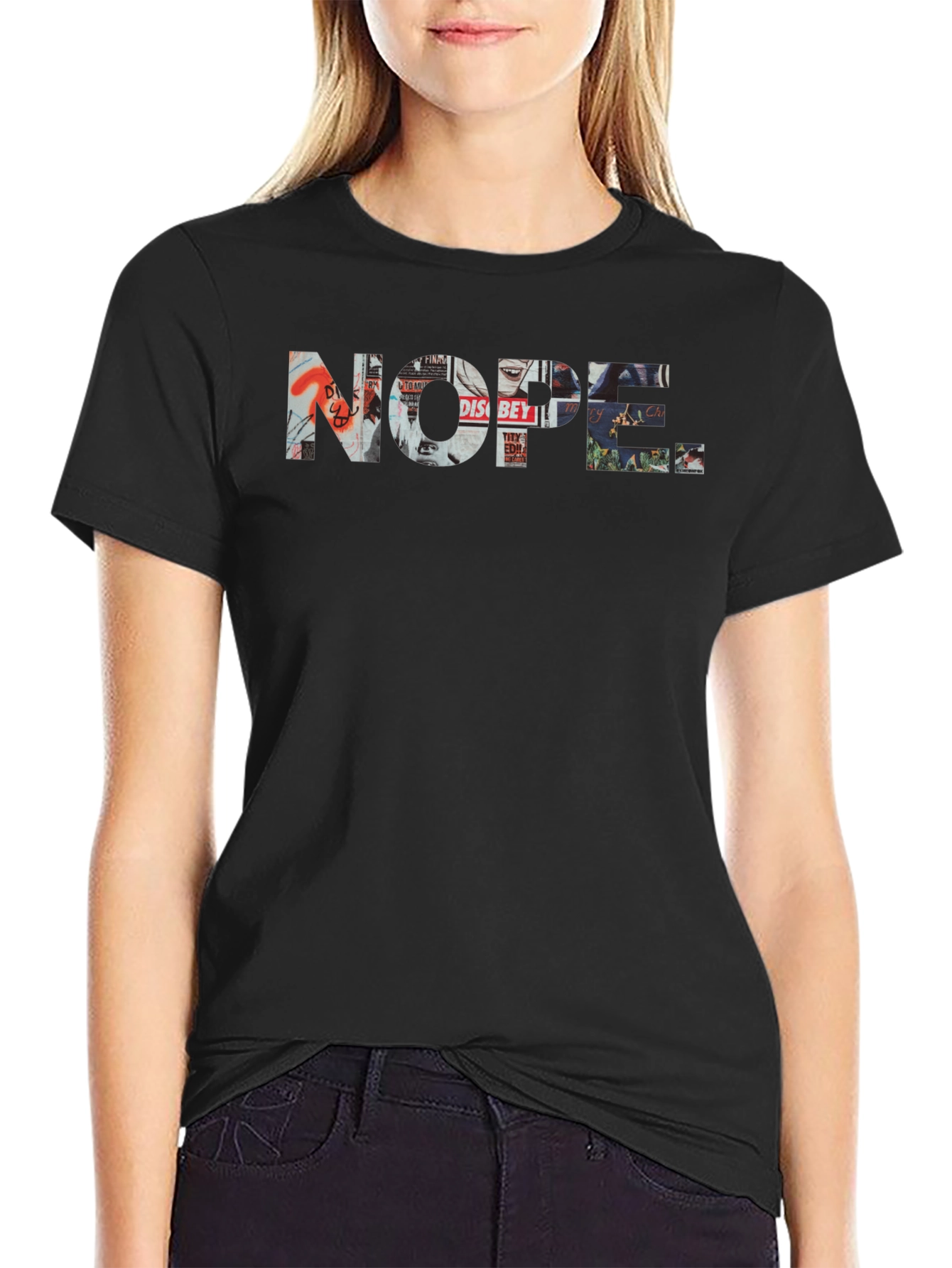 NOPE Graphic Print Crew Neck T-Shirt