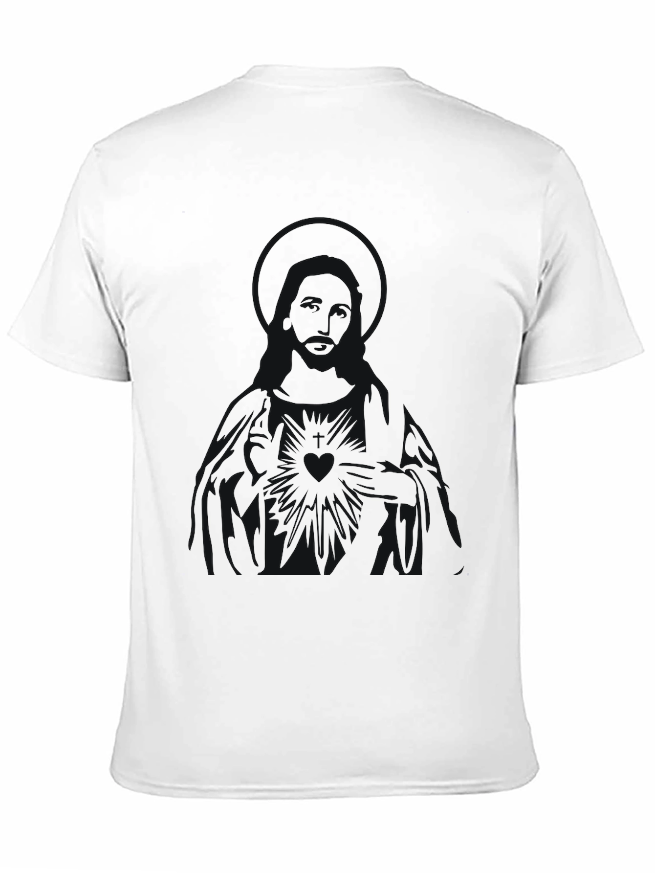 Mens Solid Black Crew Neck Graphic Tee