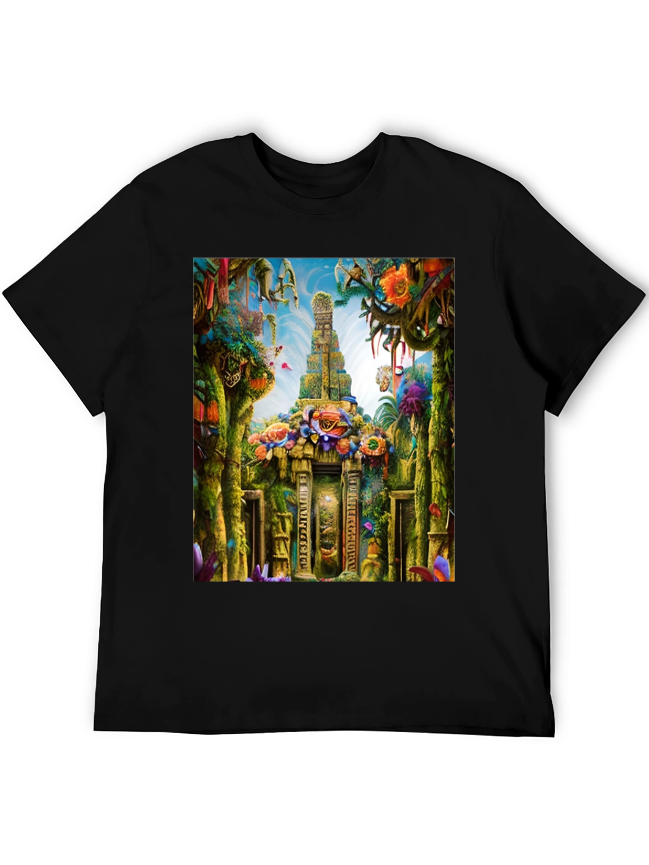 Mystical Temple Graphic Tee - Black