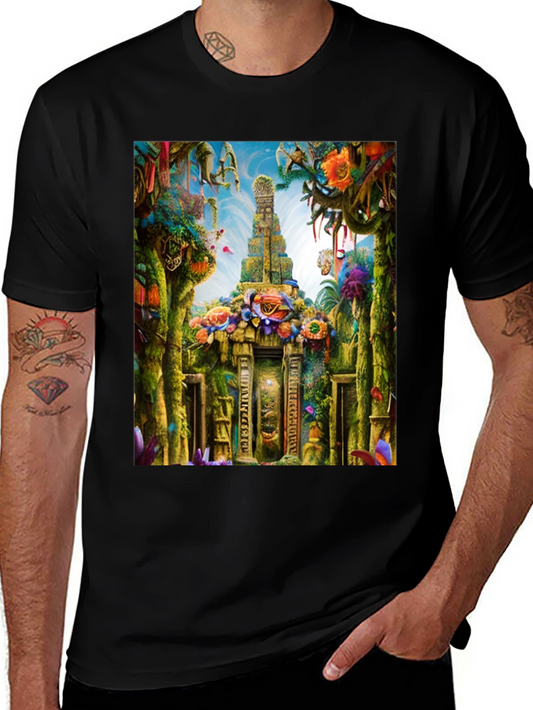 Mystical Temple Graphic Tee - Black