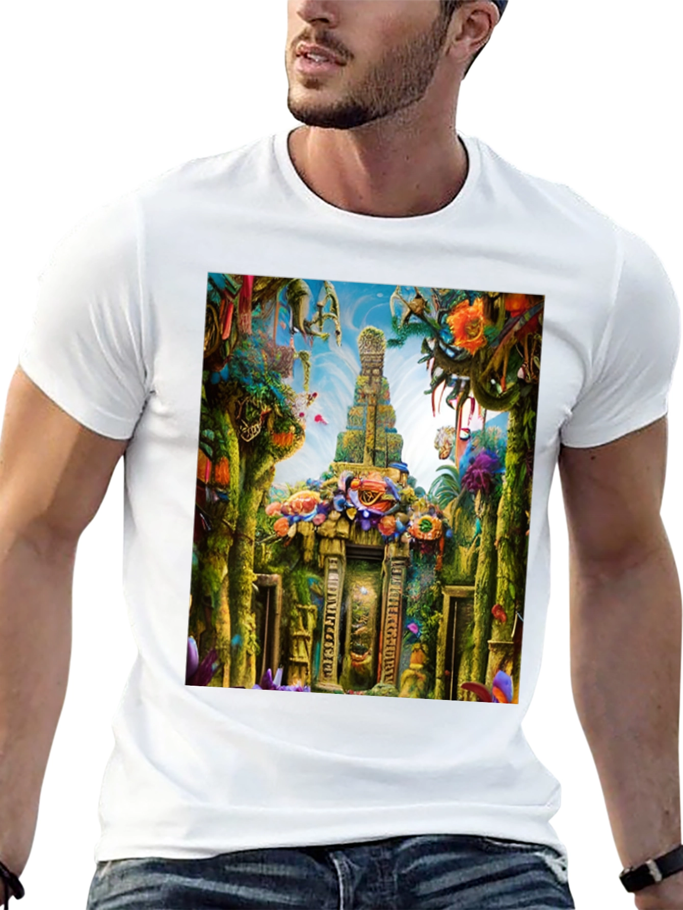 Mystical Temple Graphic Tee - Black