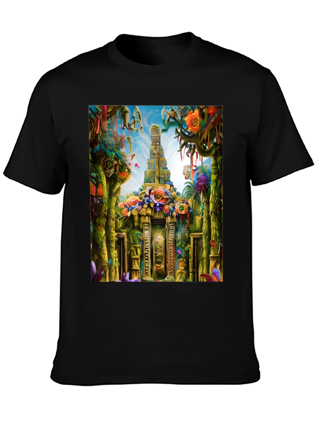 Mystical Temple Graphic Tee - Black