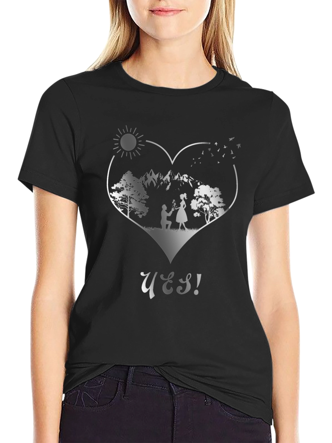 Romantic Proposal T-Shirt - Yes! Heart Design