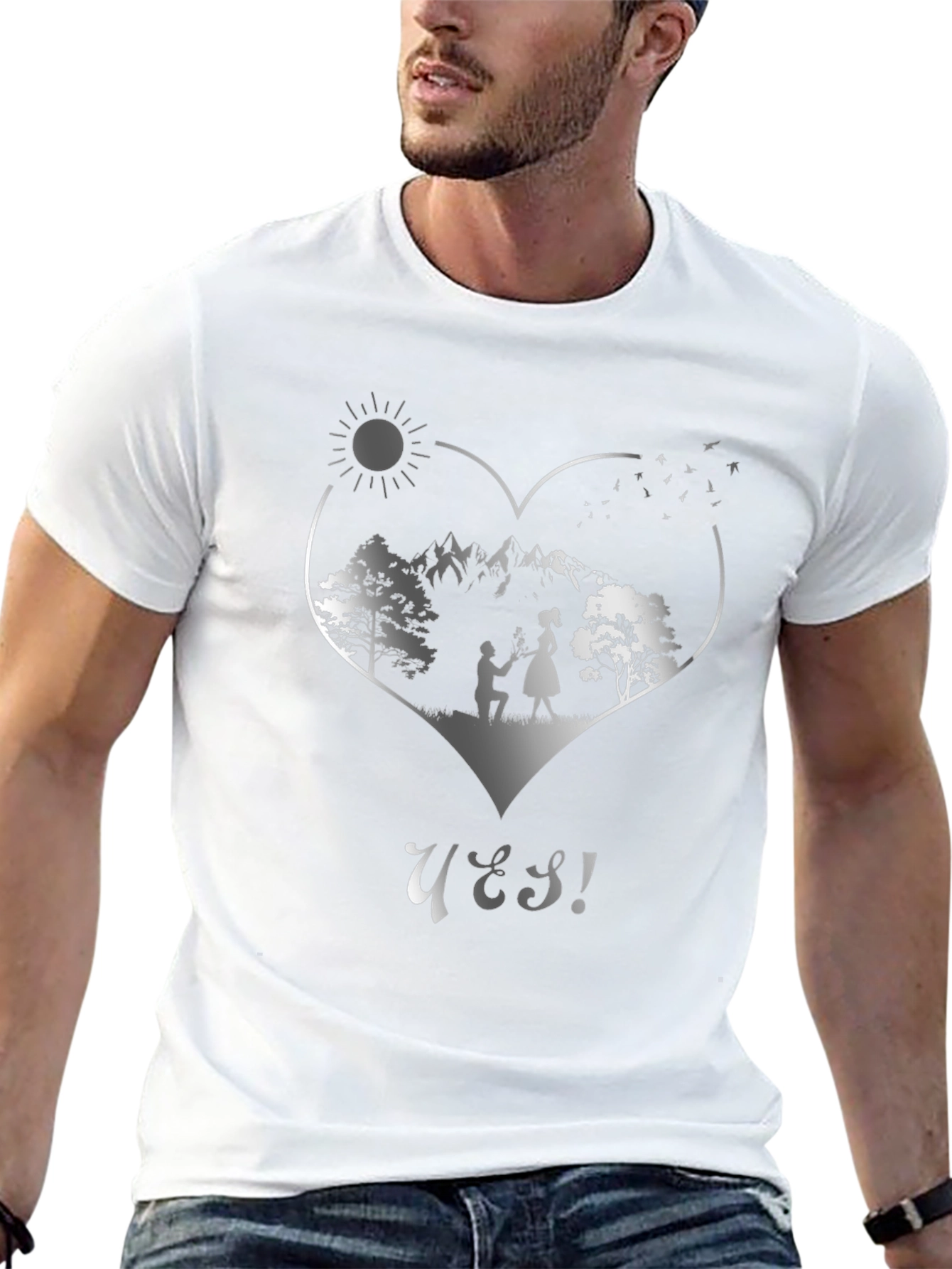 Romantic Proposal T-Shirt - Yes! Heart Design