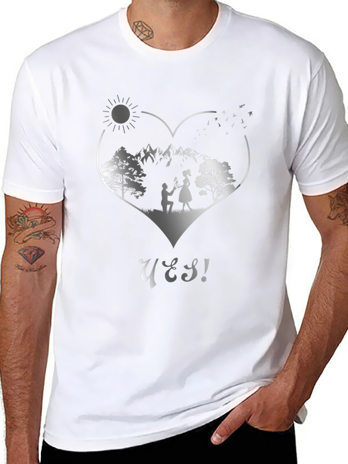 Romantic Proposal T-Shirt - Yes! Heart Design