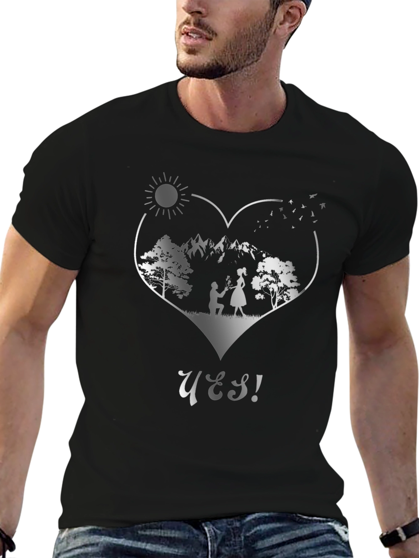 Romantic Proposal T-Shirt - Yes! Heart Design