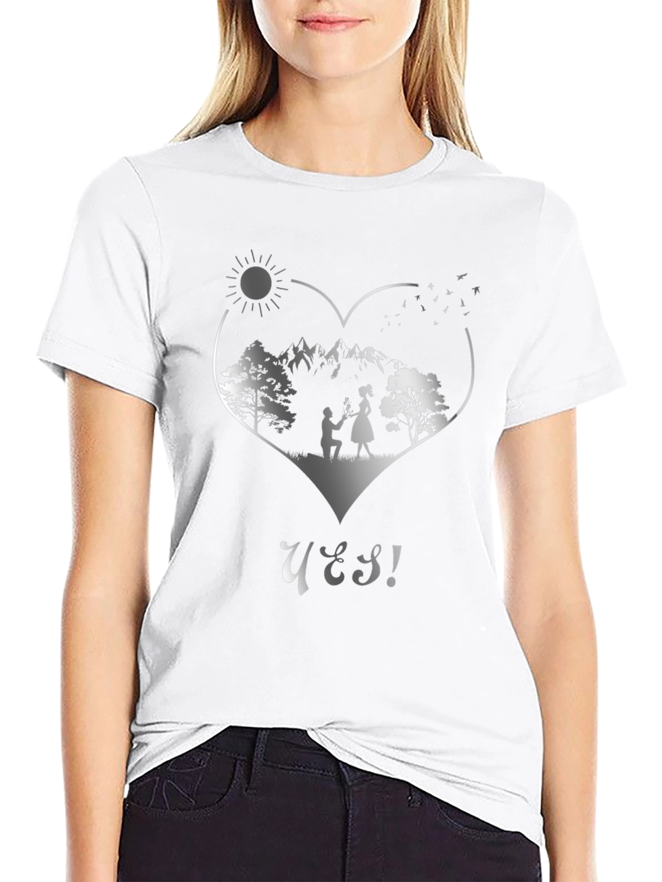 Romantic Proposal T-Shirt - Yes! Heart Design