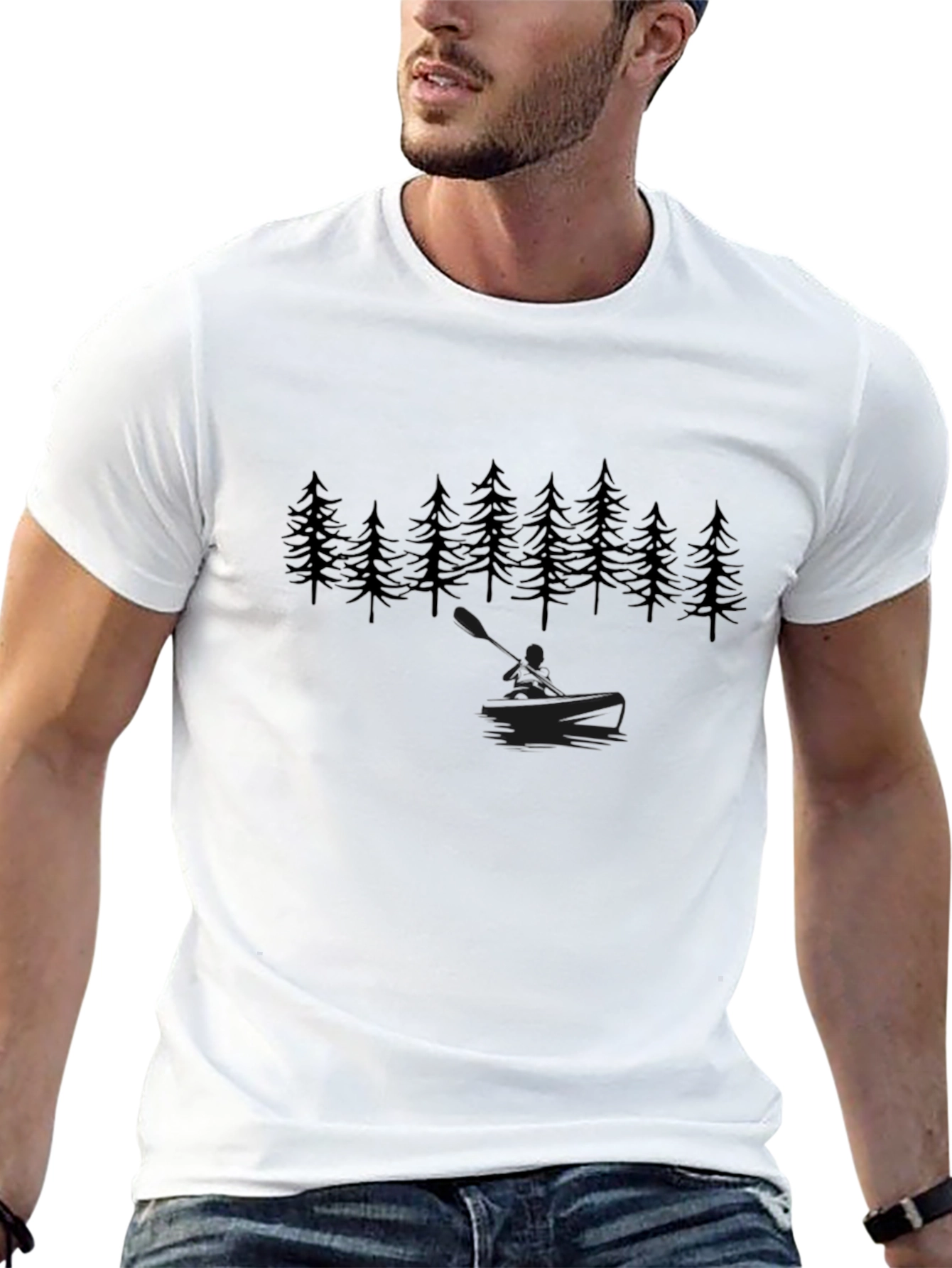 Black Pine Tree Kayak Graphic Tee