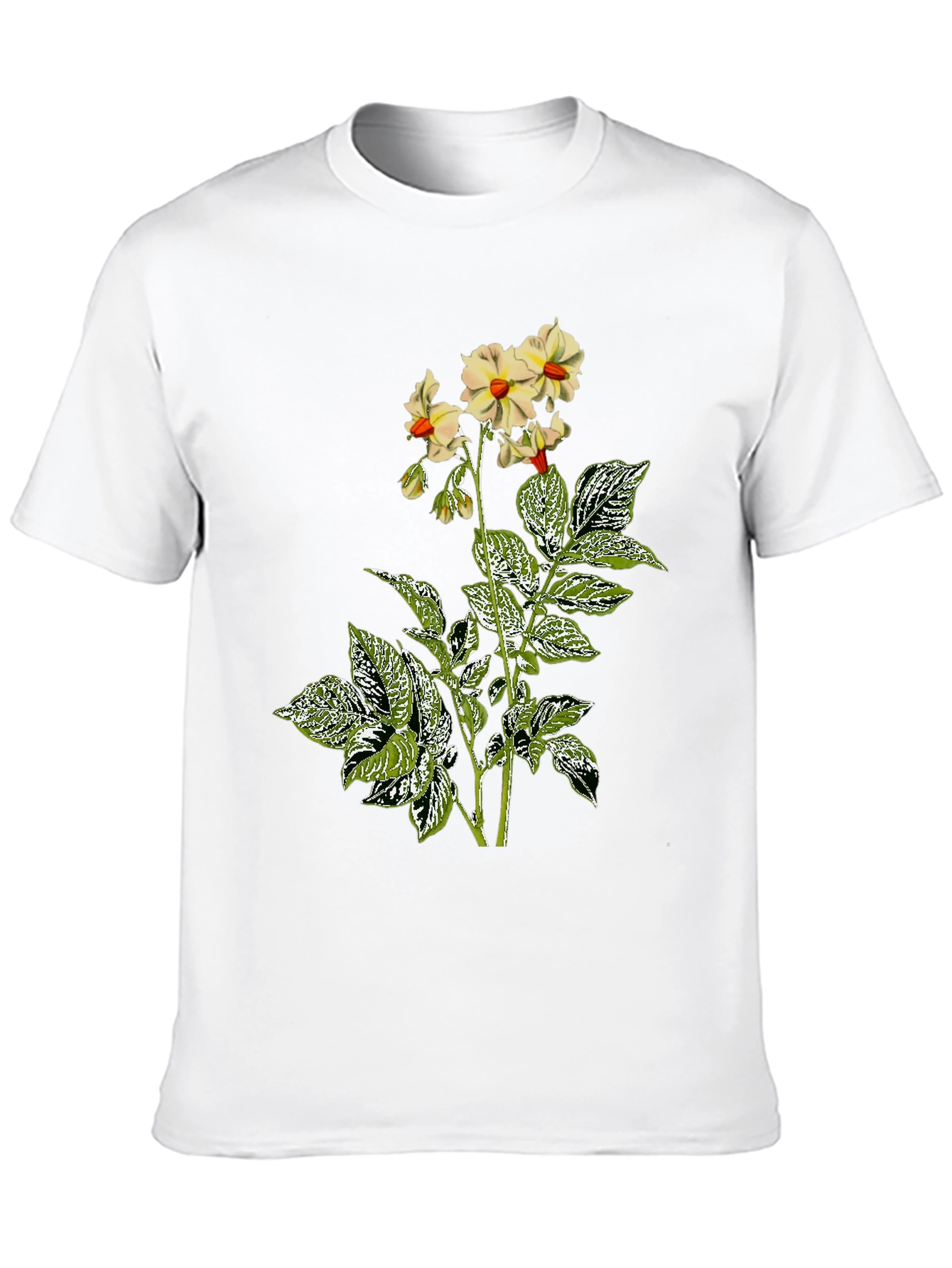 Floral Potato Plant Graphic Tee - Black