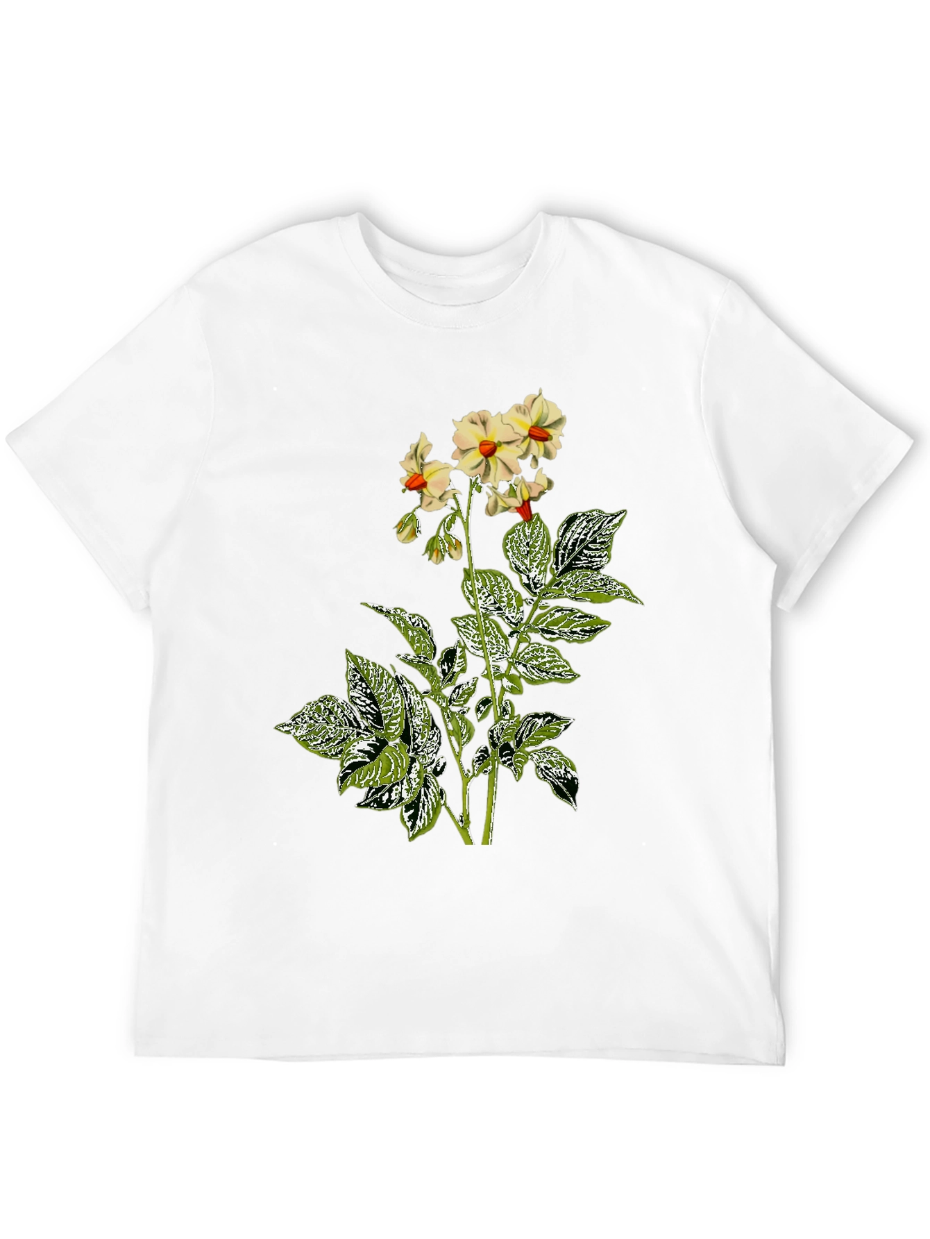 Floral Potato Plant Graphic Tee - Black
