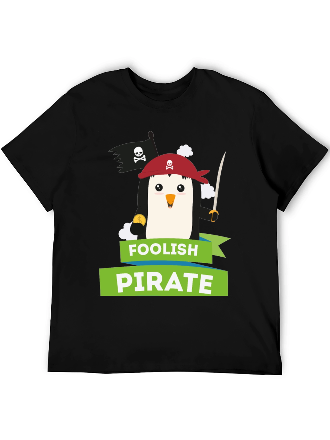 Foolish Pirate Penguin Graphic T-Shirt