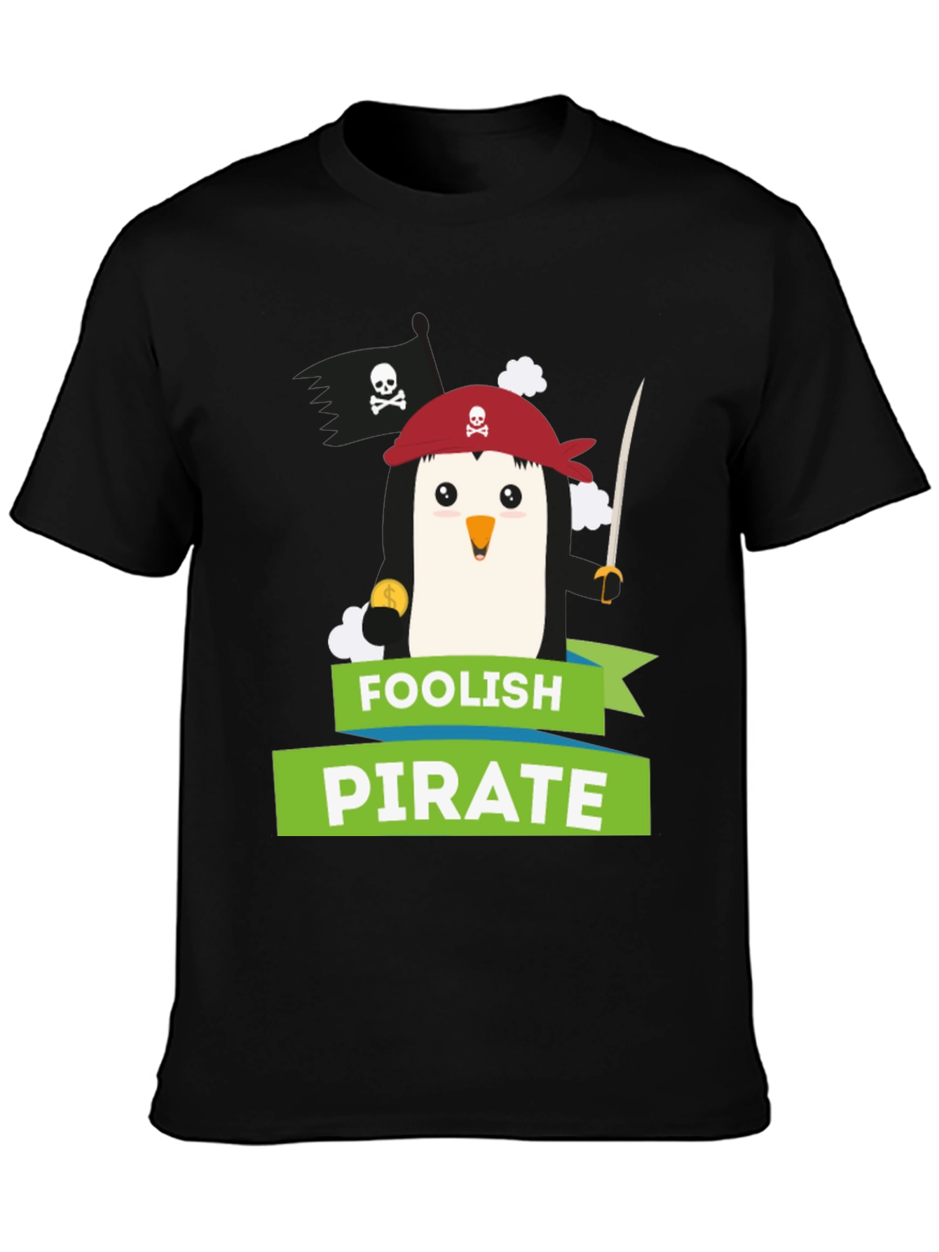 Foolish Pirate Penguin Graphic T-Shirt