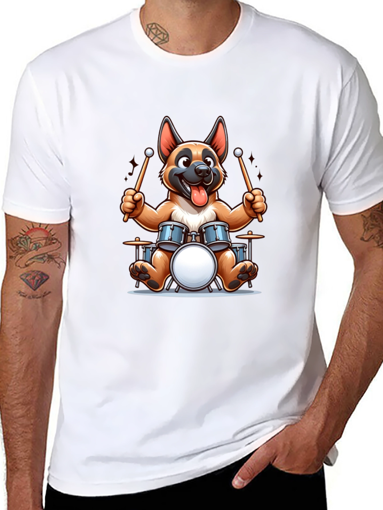 Dog Drummer T-Shirt - Rocking Canine Tee