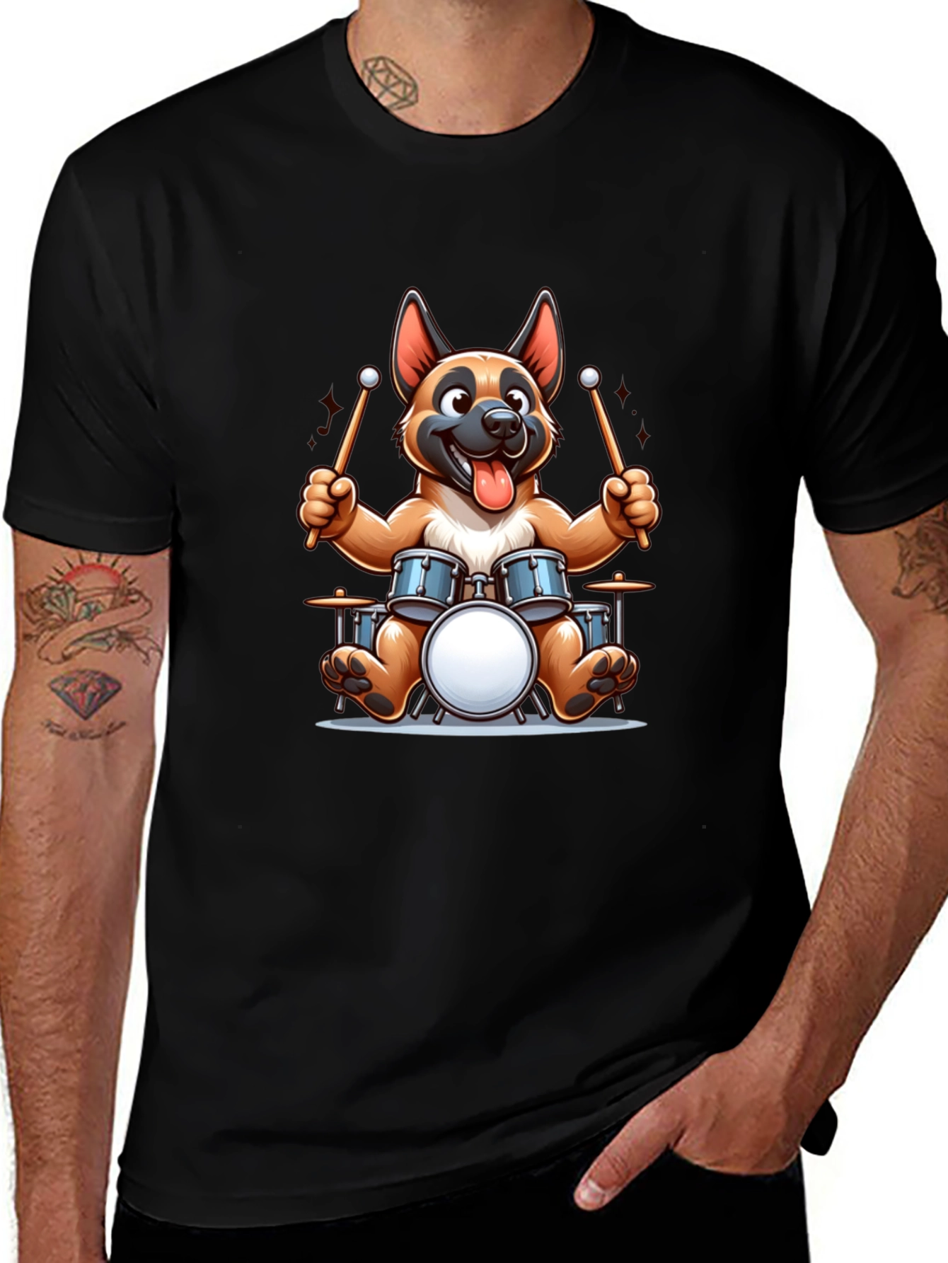 Dog Drummer T-Shirt - Rocking Canine Tee