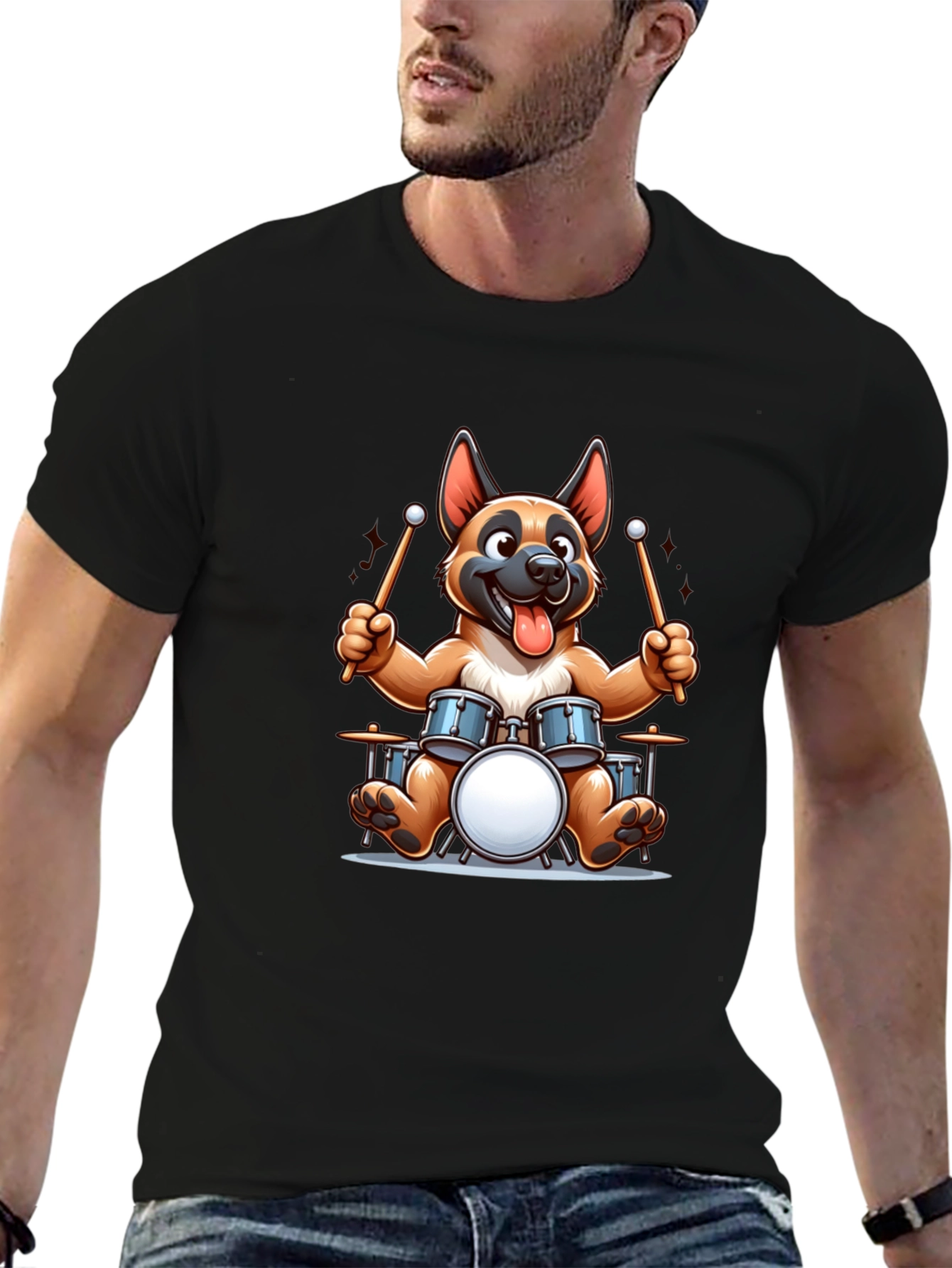 Dog Drummer T-Shirt - Rocking Canine Tee