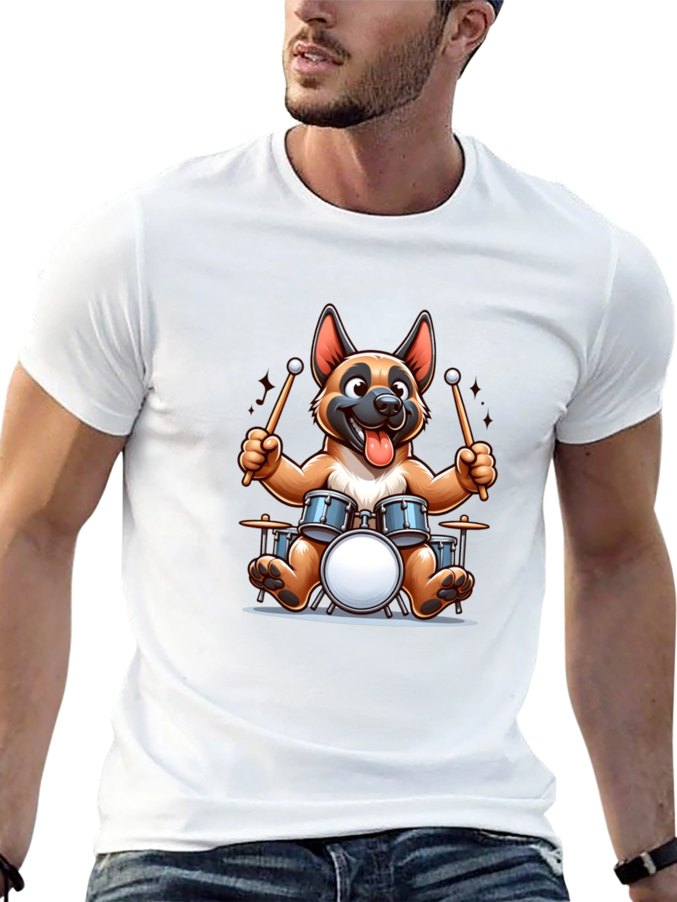 Dog Drummer T-Shirt - Rocking Canine Tee