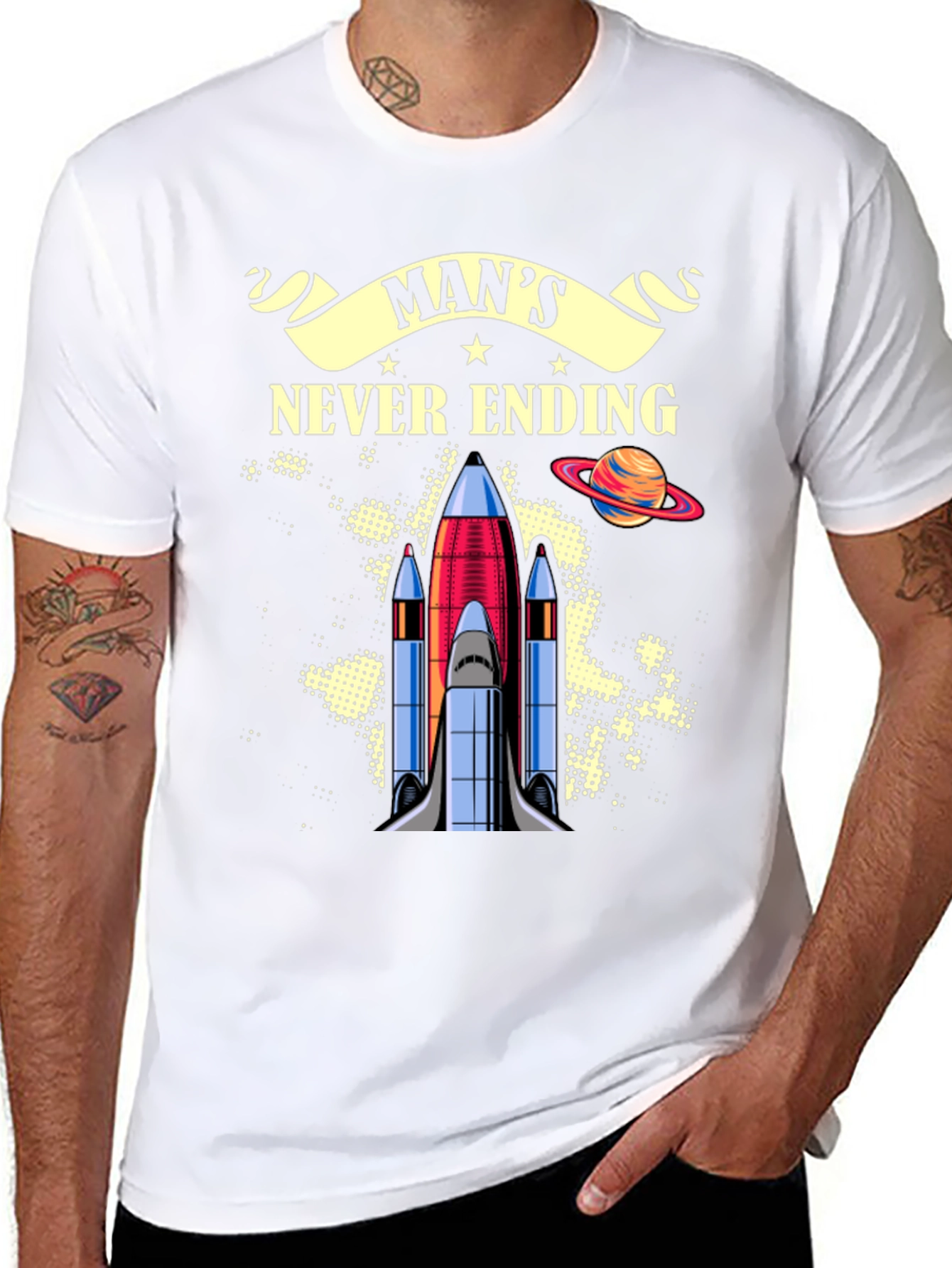 Mans Never Ending Space Mission Graphic Tee