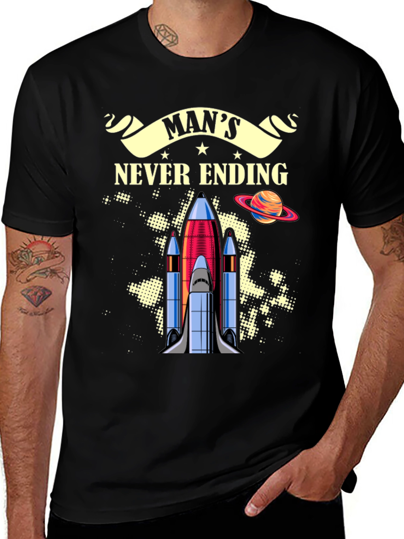 Mans Never Ending Space Mission Graphic Tee