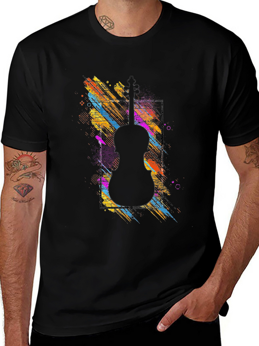 Abstract Violin Graphic Tee - Black Unisex T-Shirt