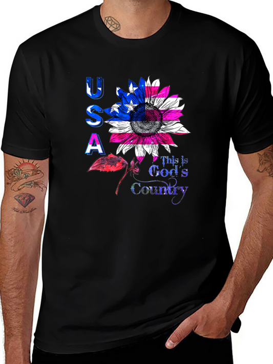 USA Sunflower Graphic T-Shirt - Patriotic Pride