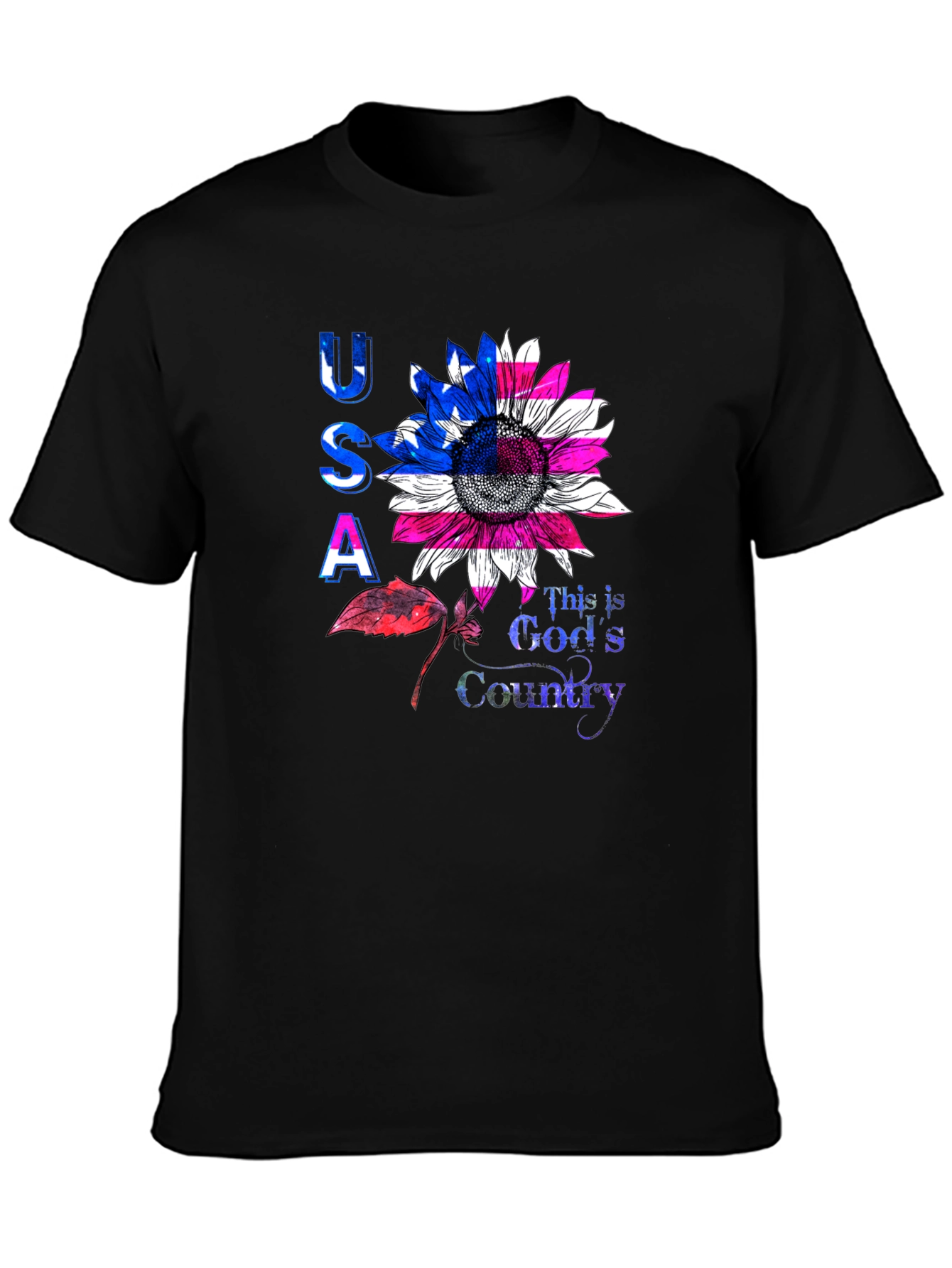 USA Sunflower Graphic T-Shirt - Patriotic Pride