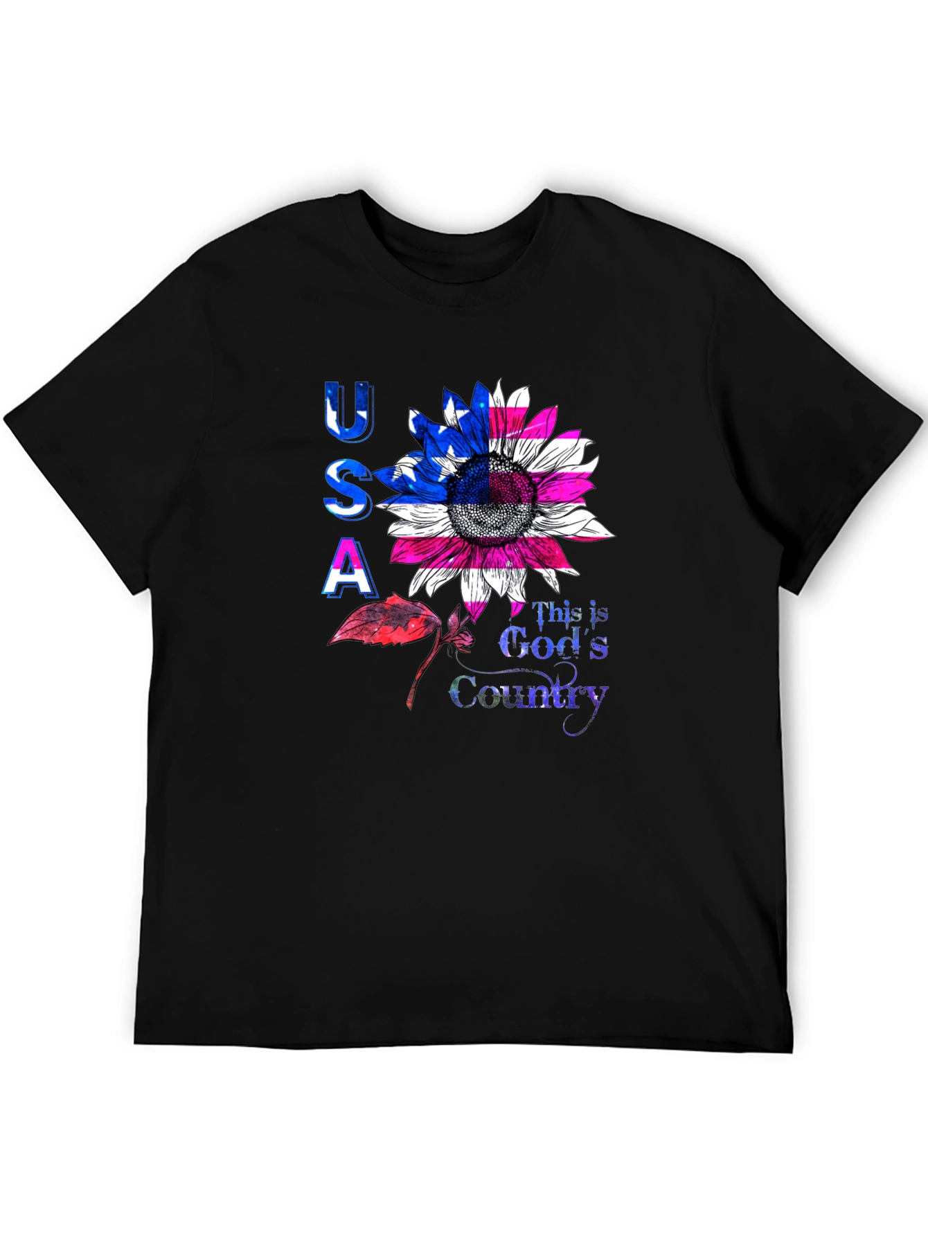 USA Sunflower Graphic T-Shirt - Patriotic Pride