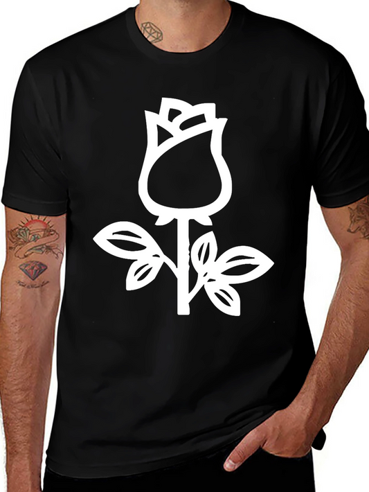 Minimalist Rose Graphic Tee - Stylish Black T-Shirt