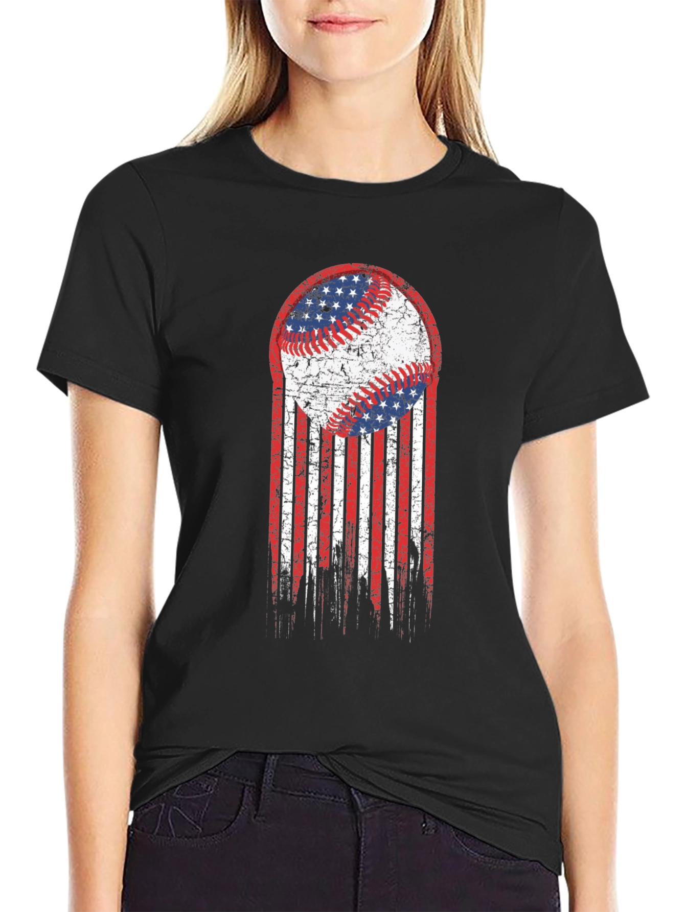 USA Baseball Flag Graphic T-Shirt
