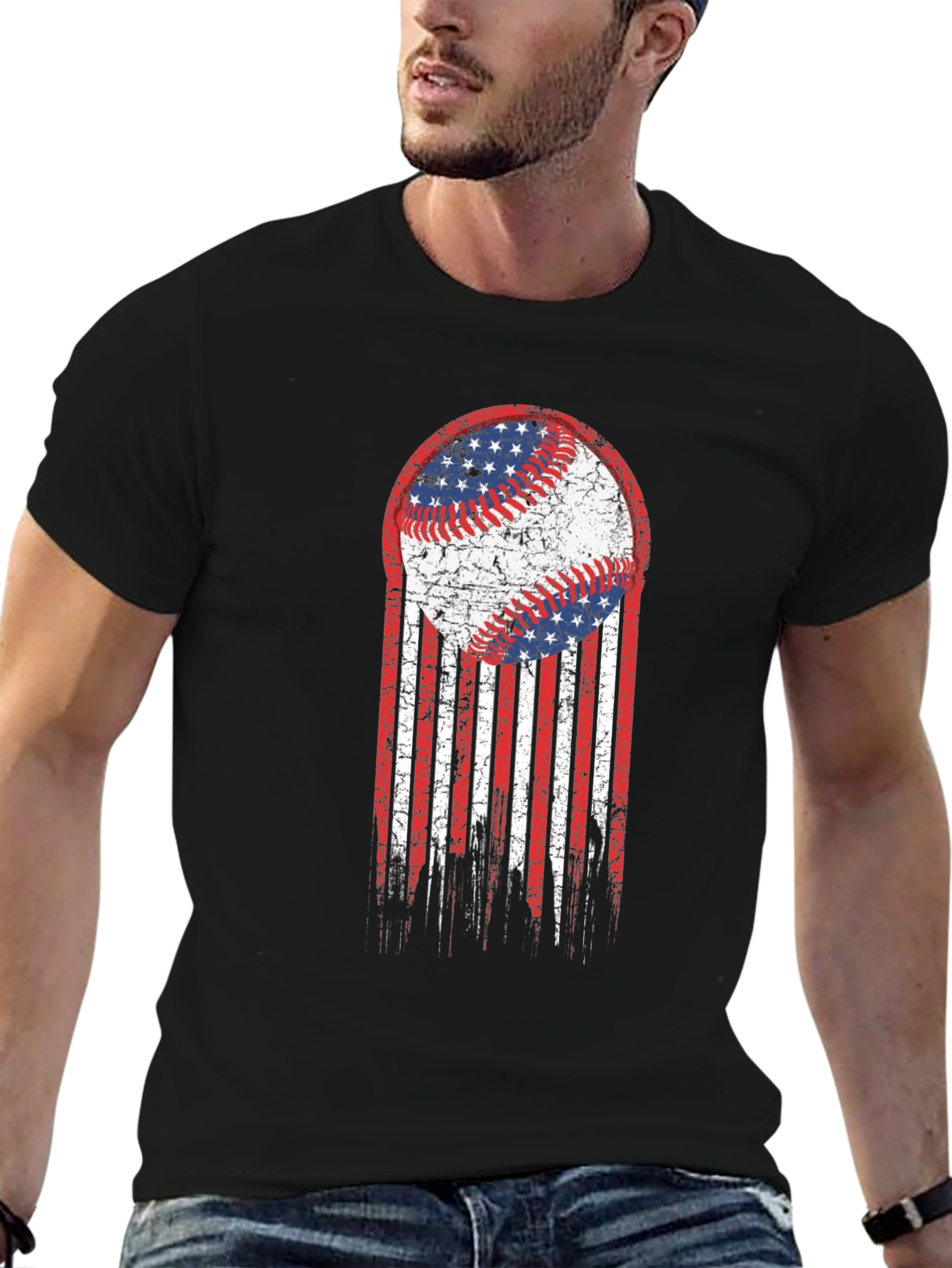 USA Baseball Flag Graphic T-Shirt