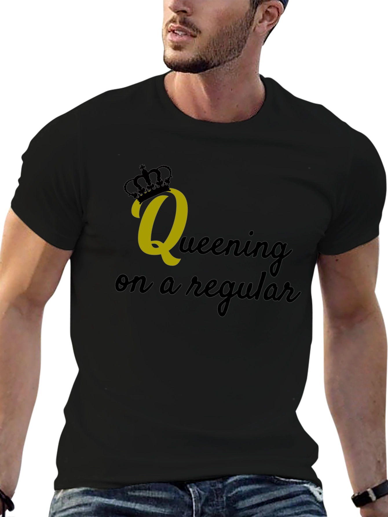 Queening on a Regular Black Graphic Tee